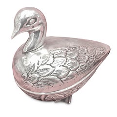 ONE PAIR OF STERLING SILVER  FIGURINES DUCK, Hand Made