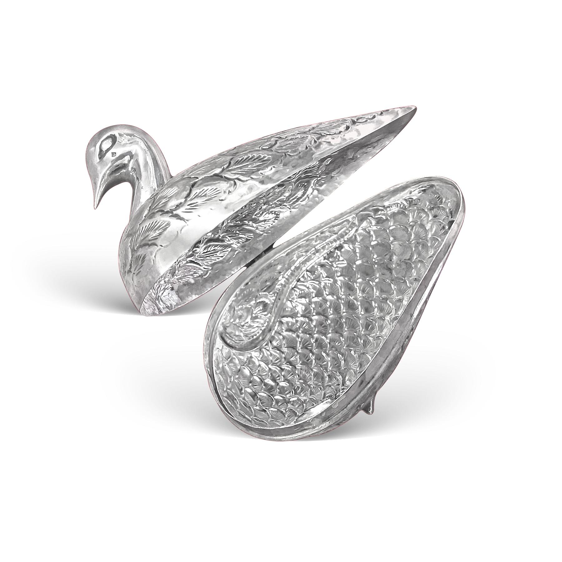 ONE PAIR OF STERLING SILVER  FIGURINES DUCK, Hand Made For Sale 2