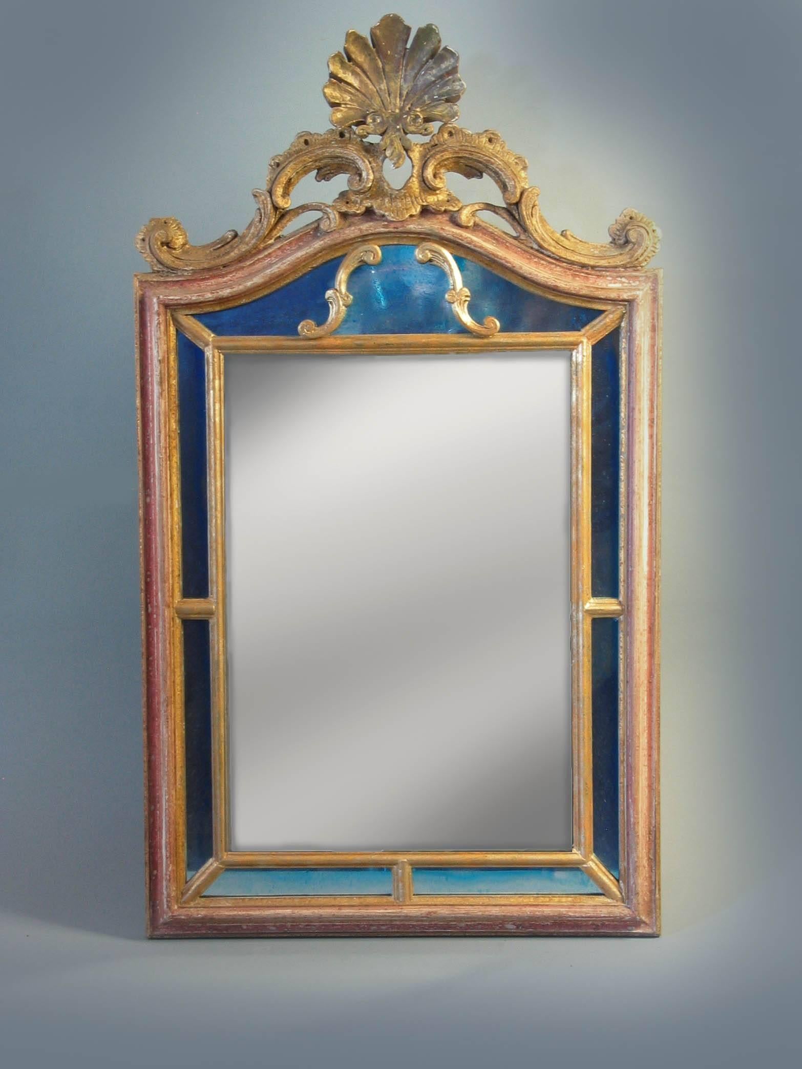 Mid-20th Century Hand-Carved Parcel-Gilt Florentine Mirror in Rococo Style