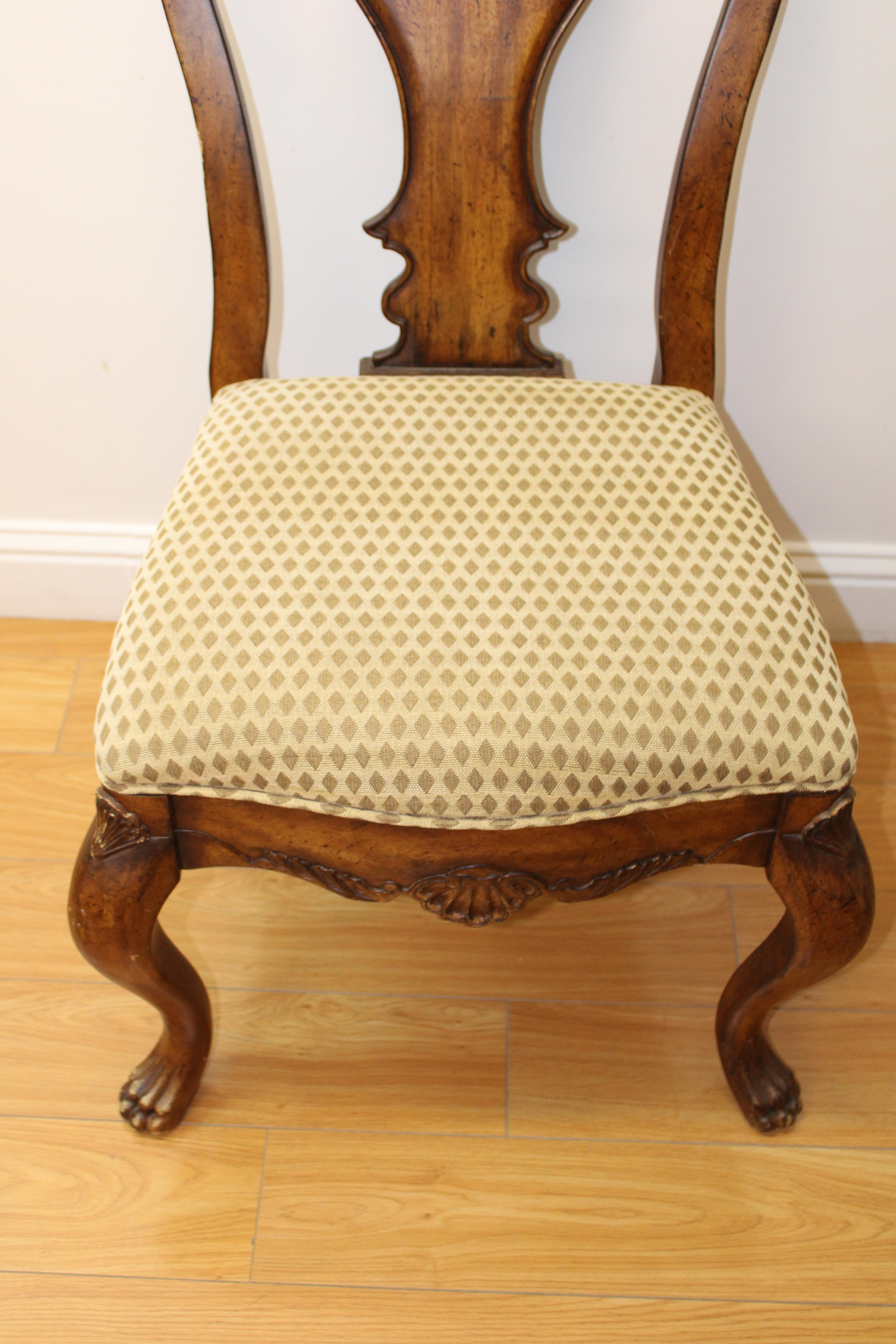 20th Century Hand Carved Paw Foot Side Chair For Sale