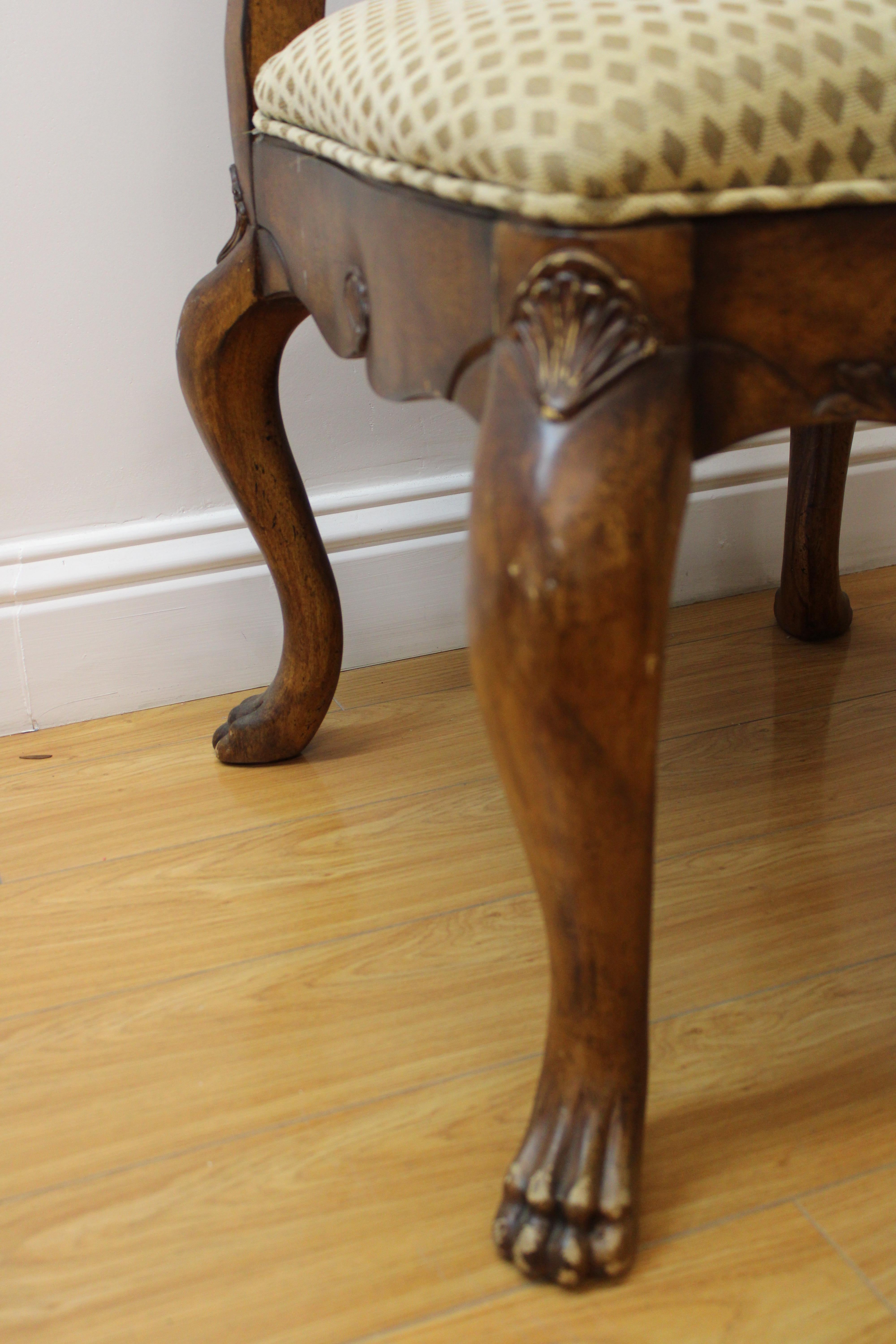 Wood Hand Carved Paw Foot Side Chair For Sale