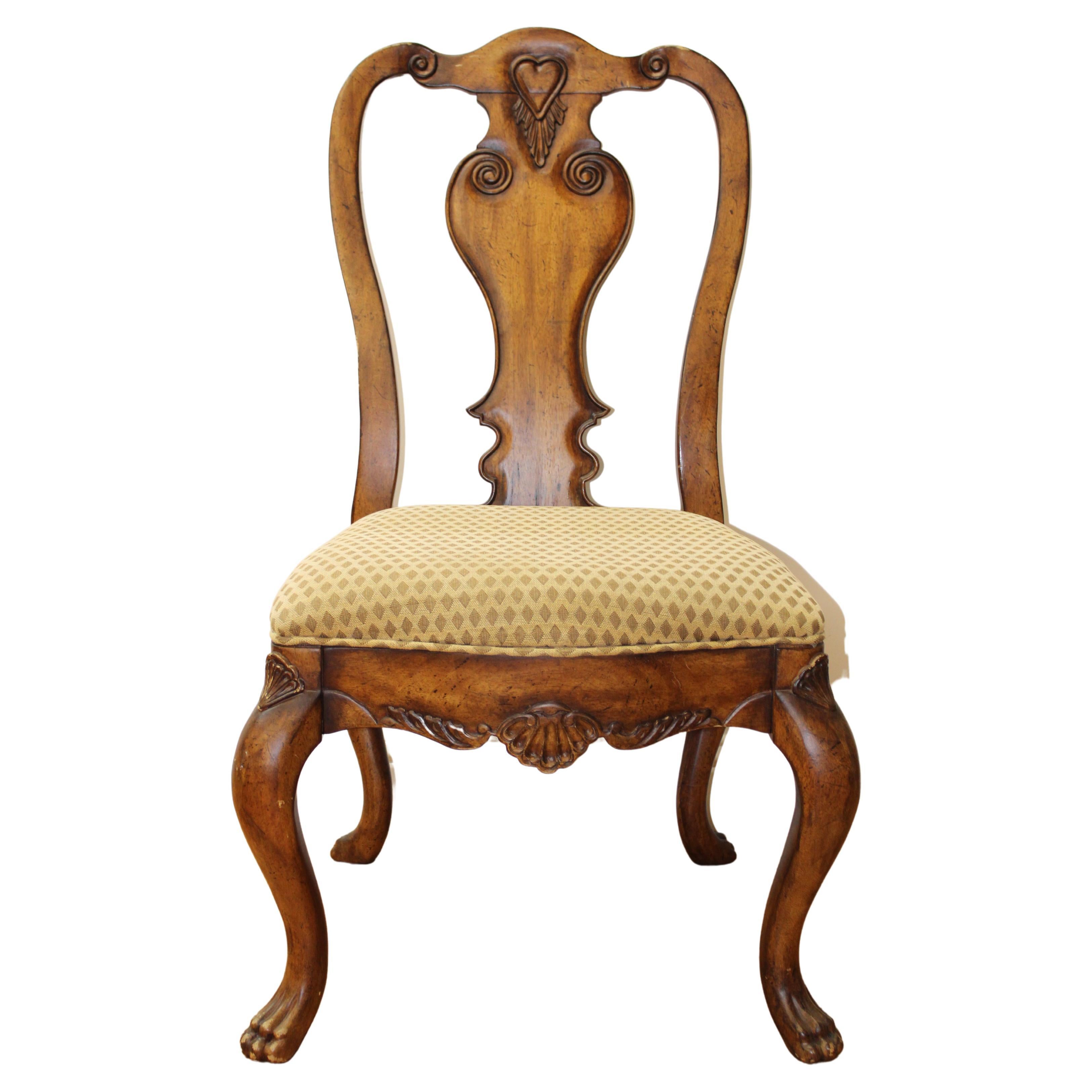 Hand Carved Paw Foot Side Chair