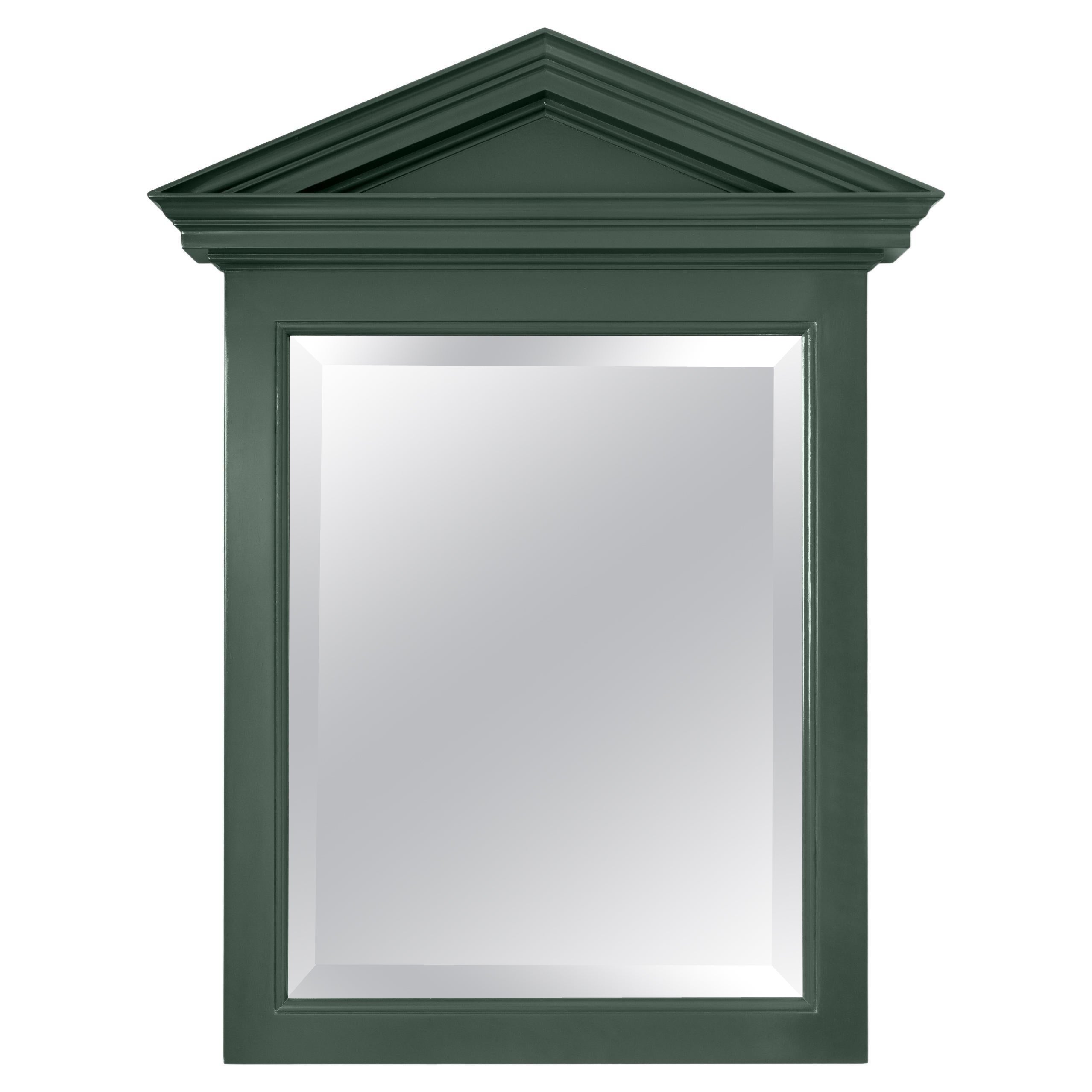 Hand Carved Pediment Wooden Mirror with Lacquer