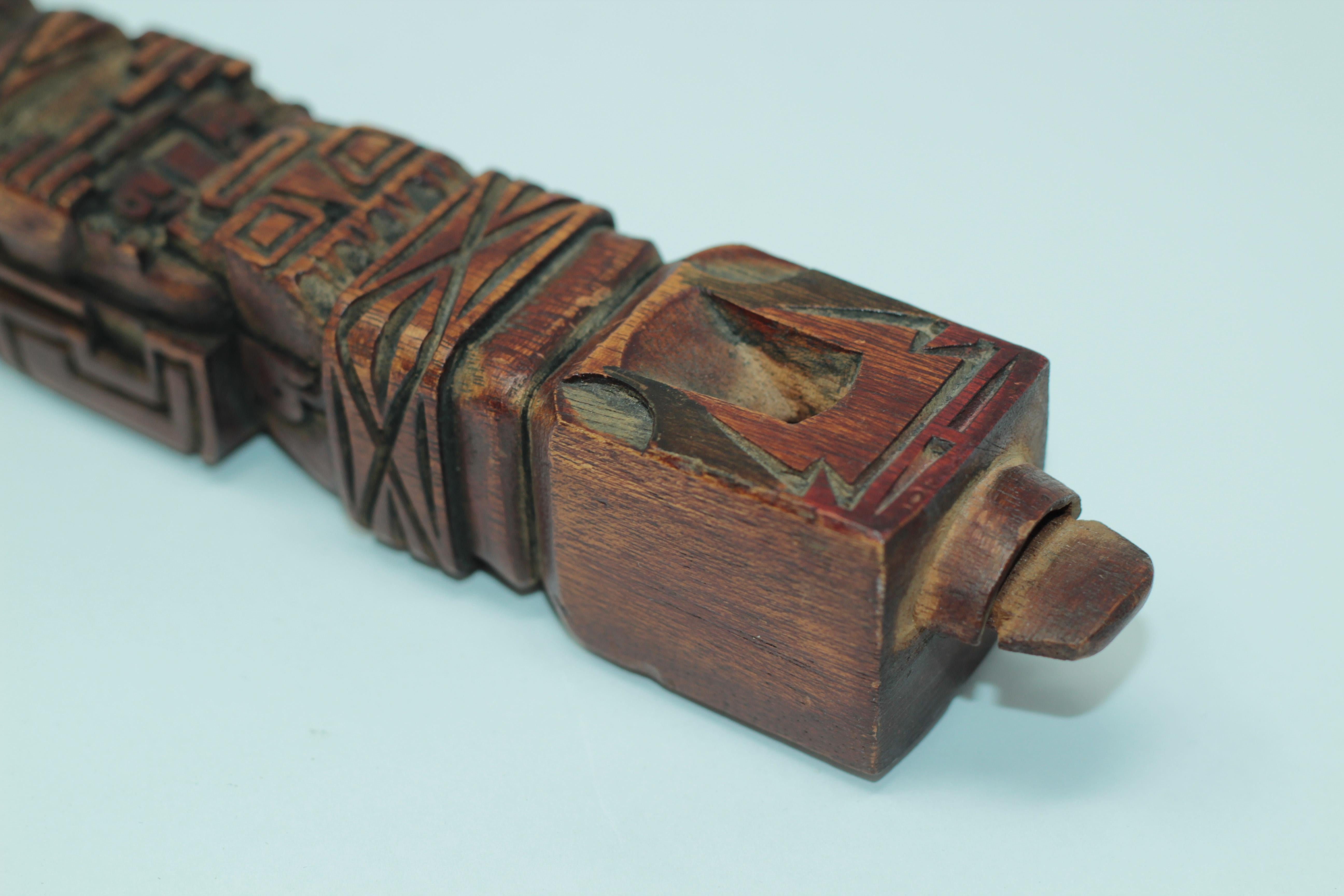 Wood Hand Carved Peruvian Inca Tarka Flute