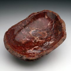 Hand Carved Petrified Wood Bowl from Indonesia – Natural Fossil Home Décor
