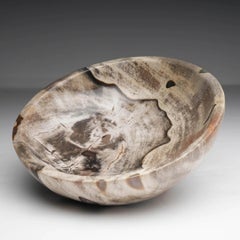 Hand-Carved Petrified Wood Bowl – Luxury Indonesian Home Decor