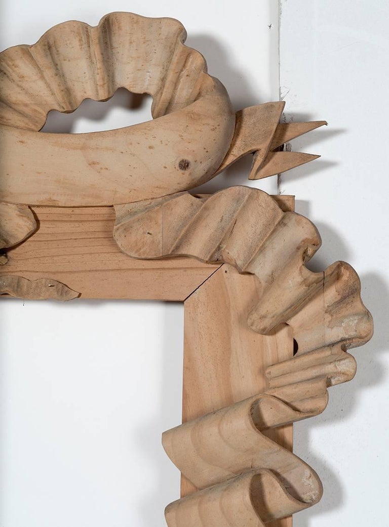 Hand Carved Pine Frame With Large Ribbon at 1stDibs