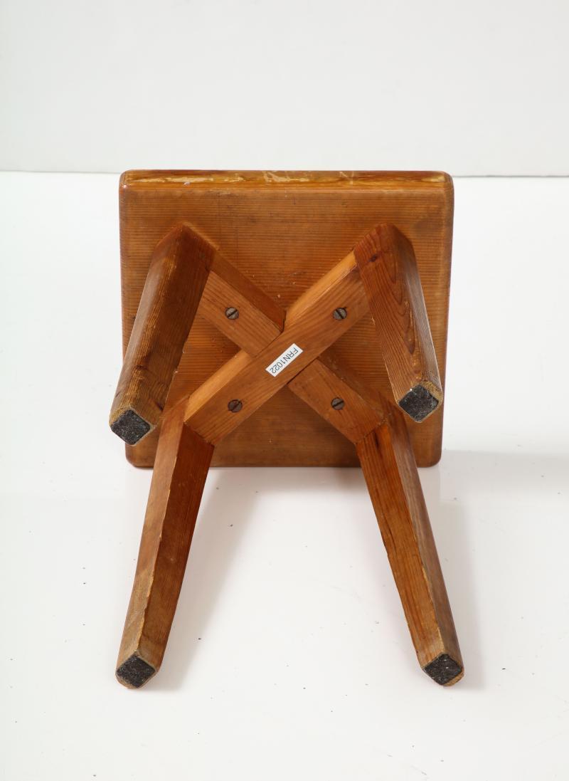 Hand Carved Pine Stool by Christian Durupt, France For Sale 5