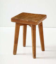 Hand Carved Pine Stool by Christian Durupt, France