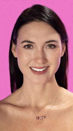 Hand-Carved Pink Tourmaline and Diamond Flower Necklace in 18K Yellow Gold Chain