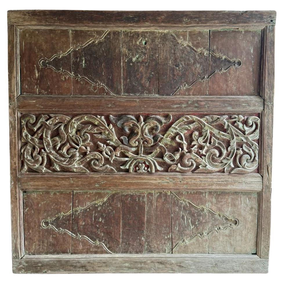 Hand-Carved, Polychromed Panel with from Madura Island, Java, Indonesia, c. 1900