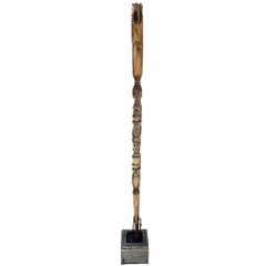 Hand-Carved Polynesian Totem Post Sculpture with Ancestor Female Figures
