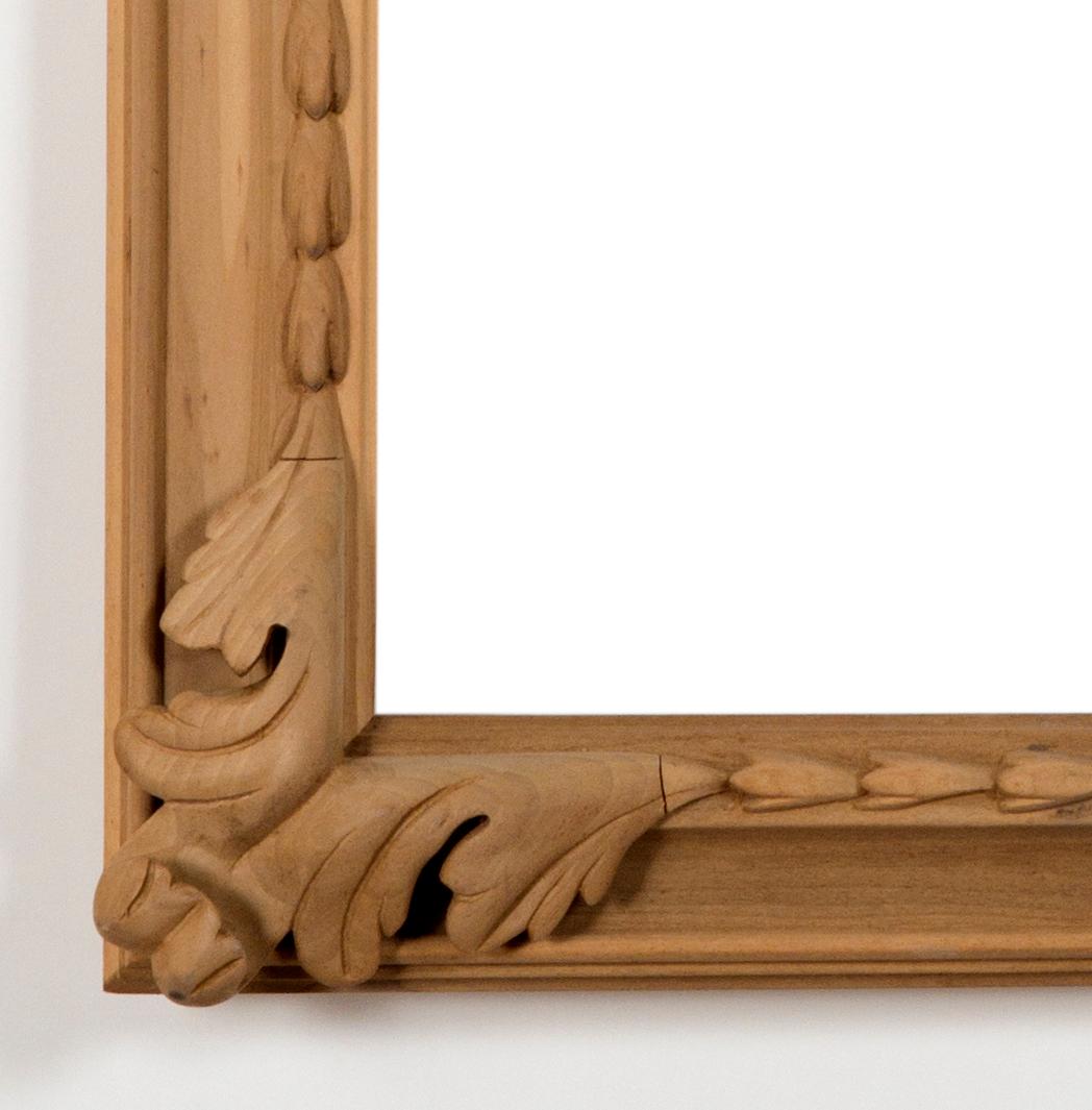American Hand Carved Poplar Frame with Large Acanthus Leaf Corners For Sale