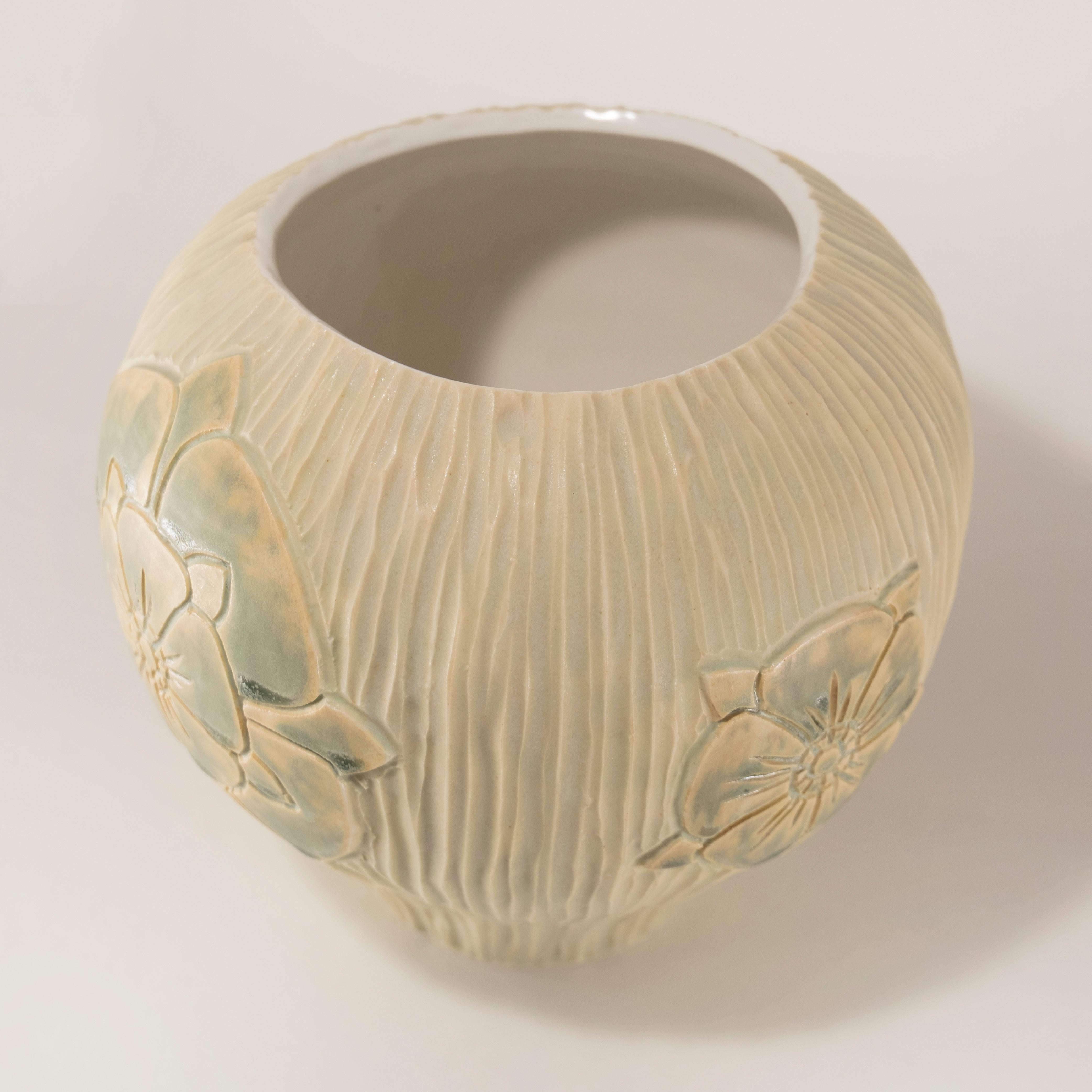 Arts and Crafts Hand Carved Porcelain 