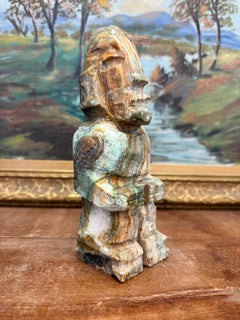 Hand-Carved possibly Onyx Stone Statue - Unique Tribal-Inspired Figurine