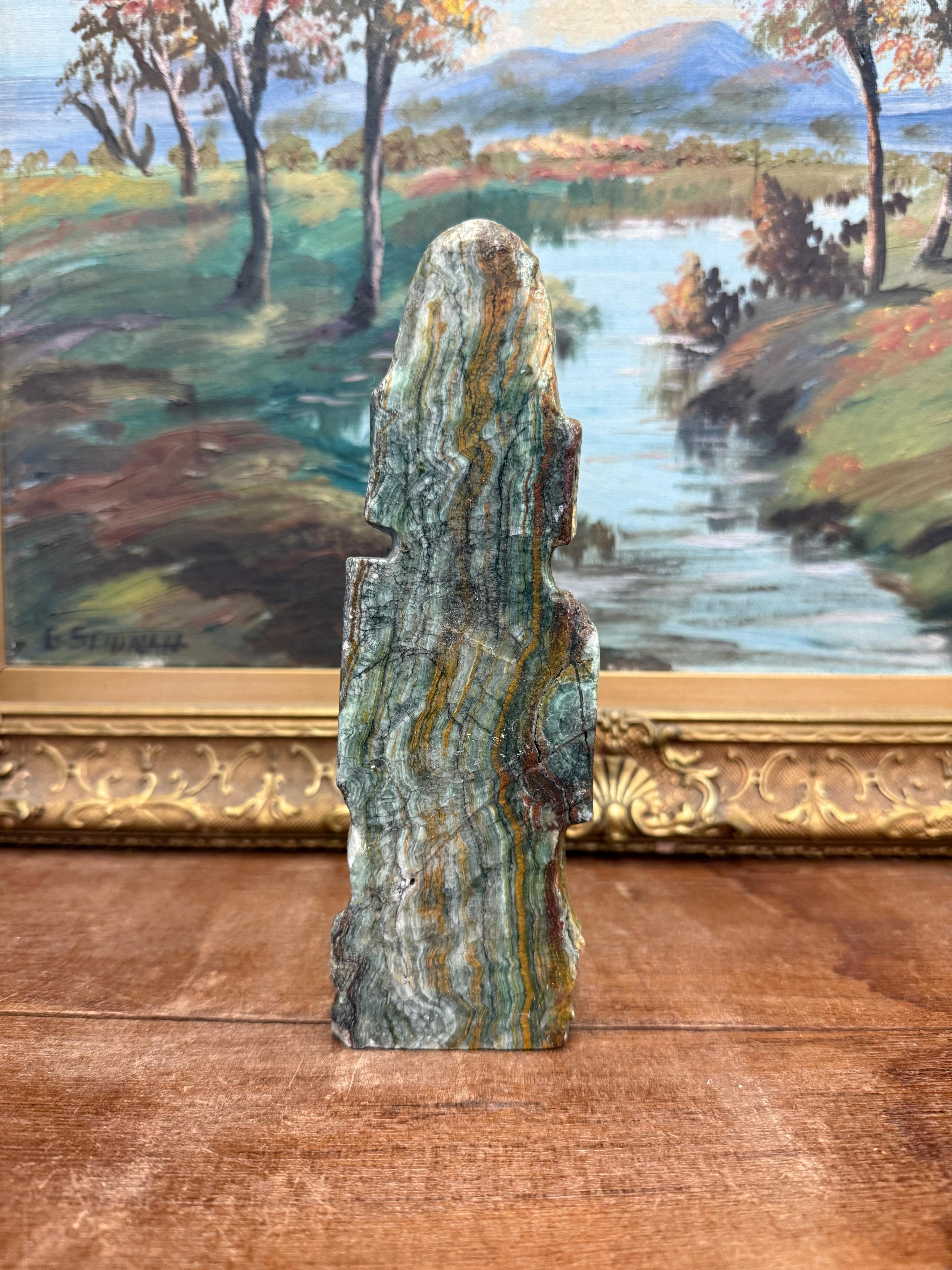 Statua in pietra di onice scolpita a mano - Statuetta unica di ispirazione tribale in vendita 2