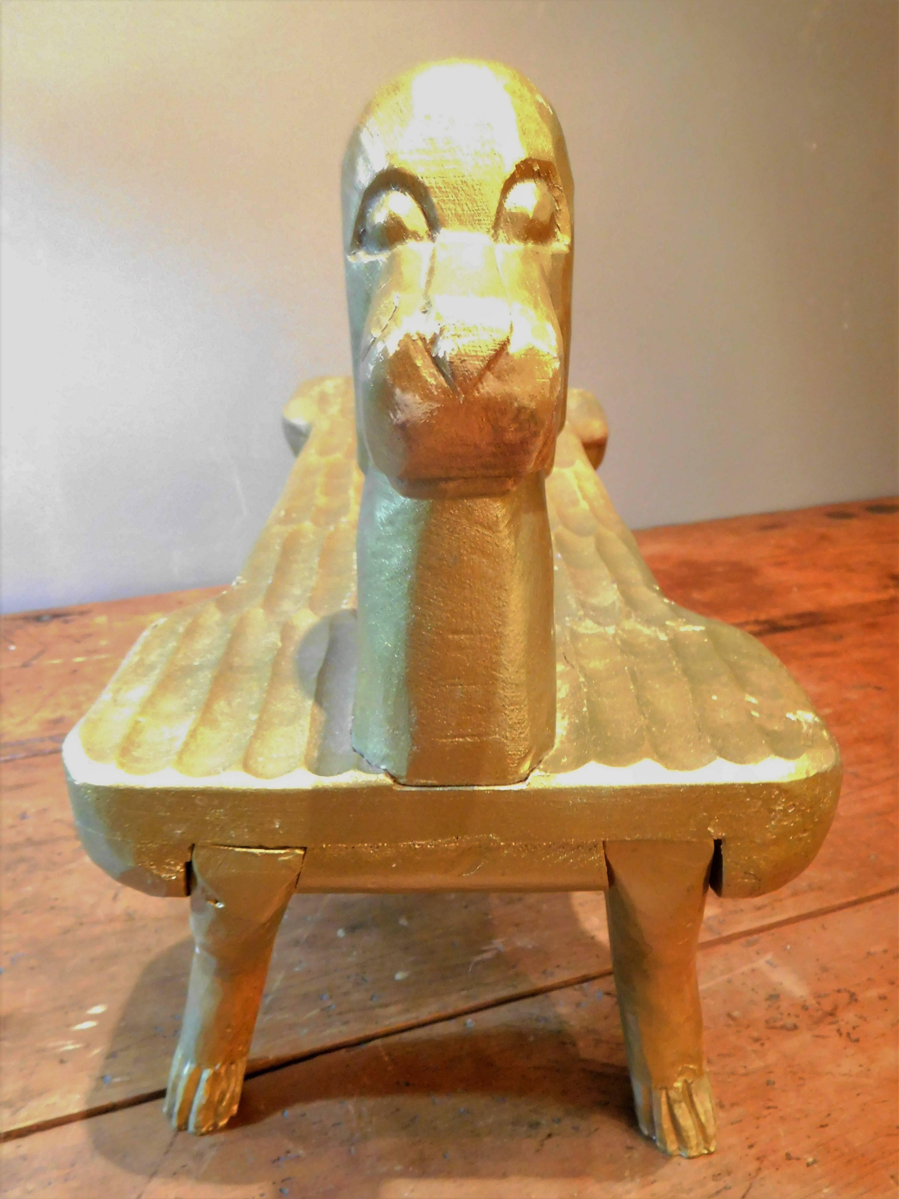 Hand-Carved Postmodernism Dog Footstool, Stephen Huneck Folk Art, circa 2000 4