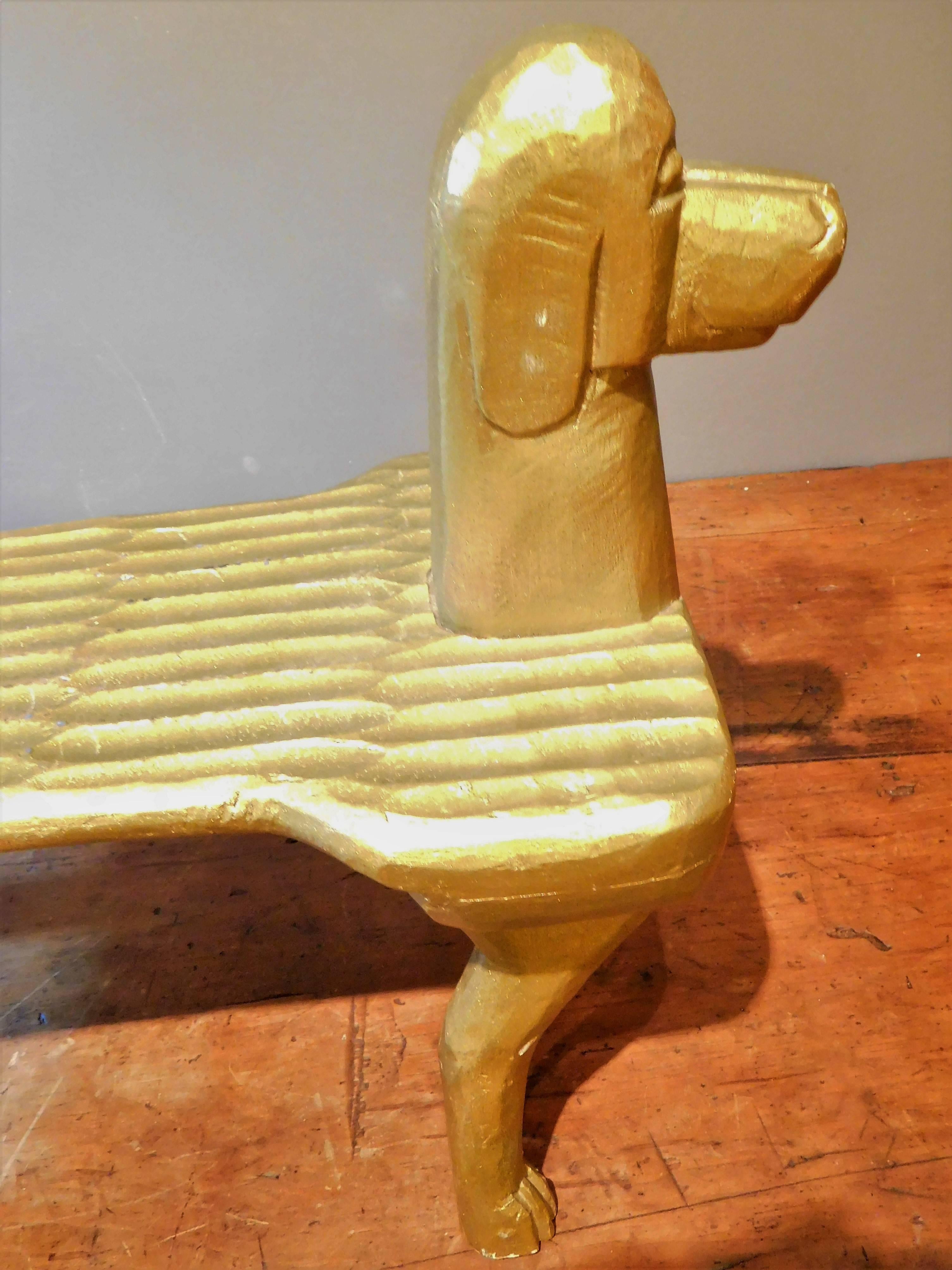 Hand-Carved Postmodernism Dog Footstool, Stephen Huneck Folk Art, circa 2000 5