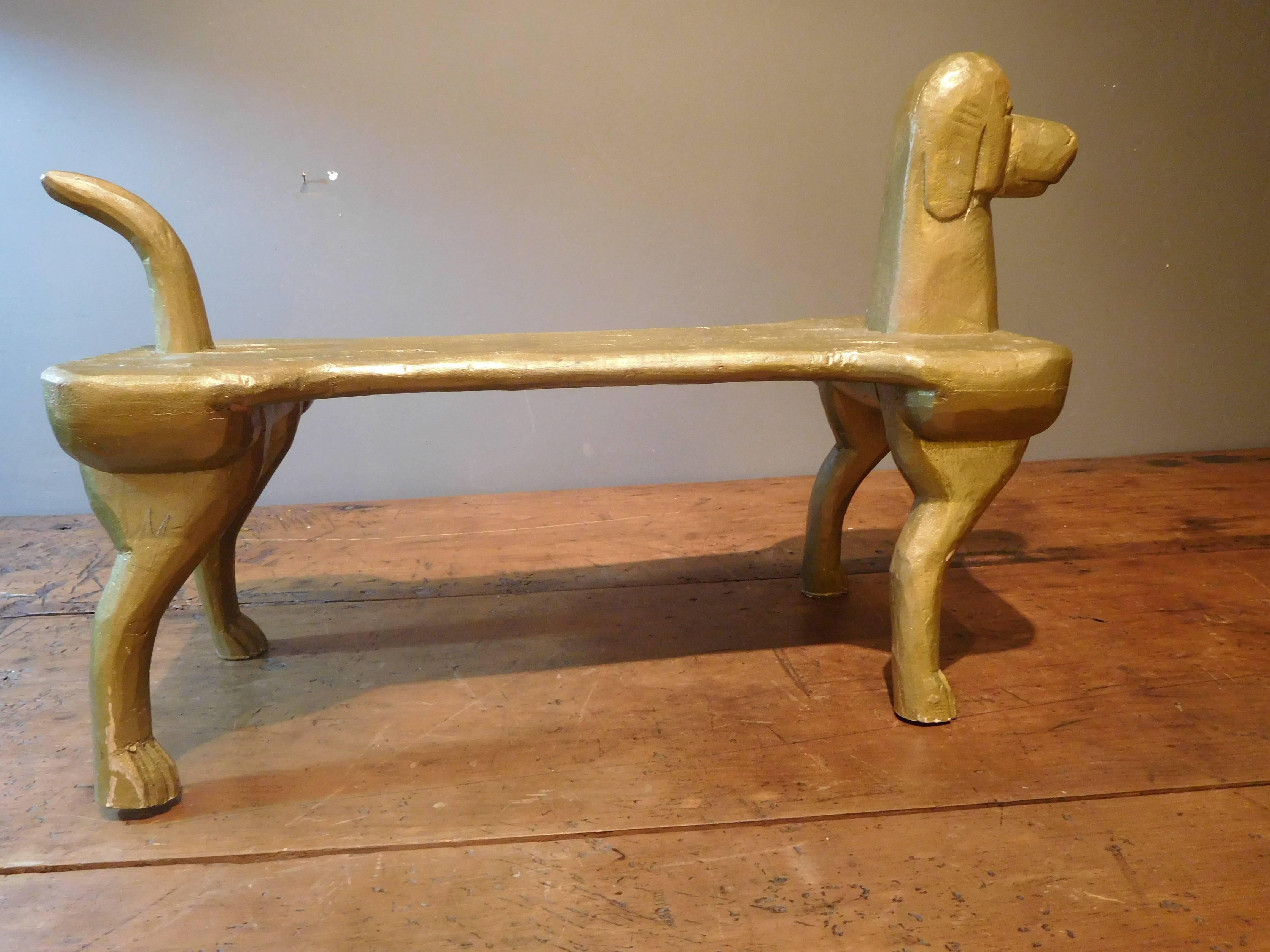 Hand-Carved Postmodernism Dog Footstool, Stephen Huneck Folk Art, circa 2000 6