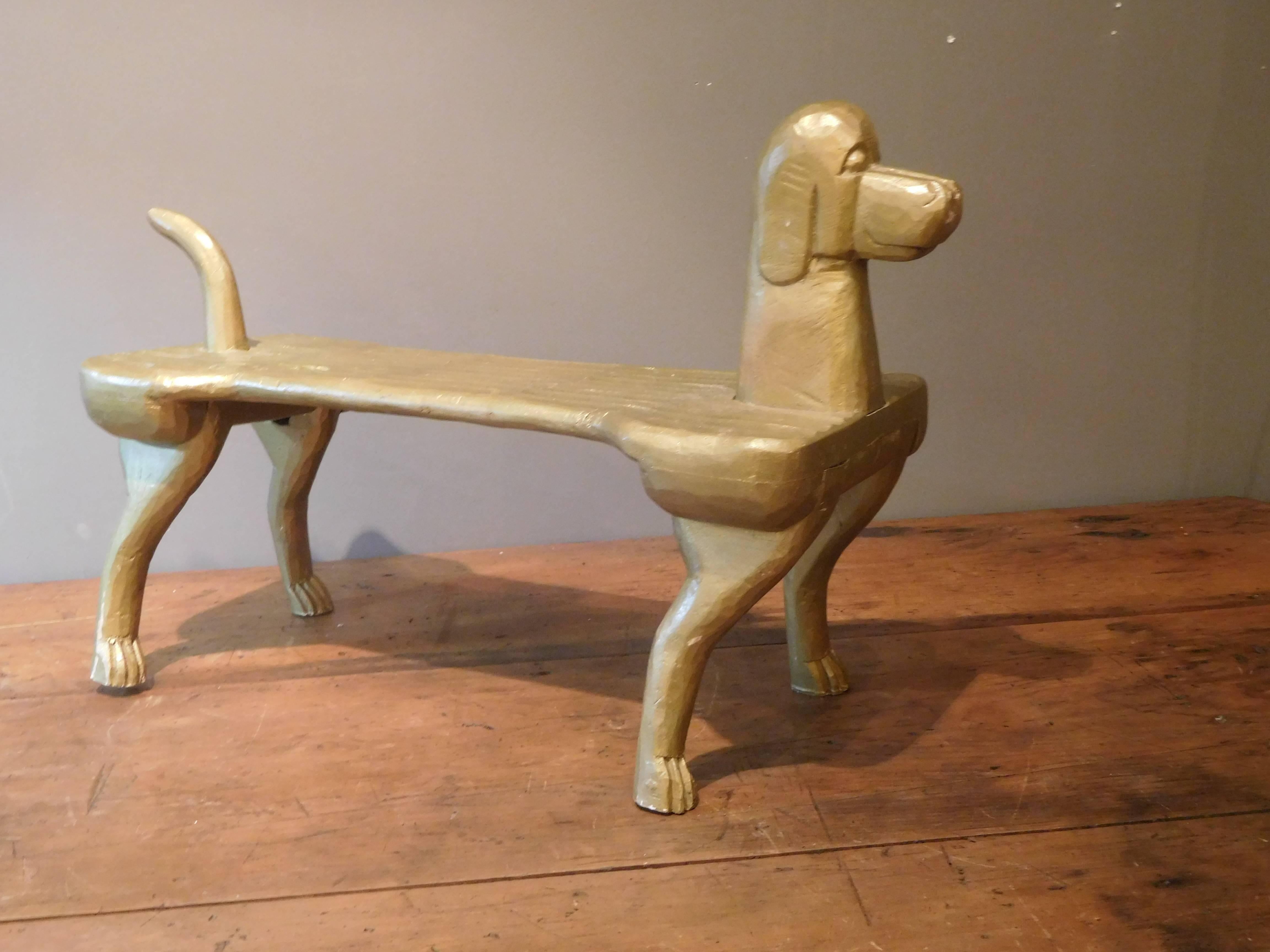 Hand-Carved Postmodernism Dog Footstool, Stephen Huneck Folk Art, circa 2000 7