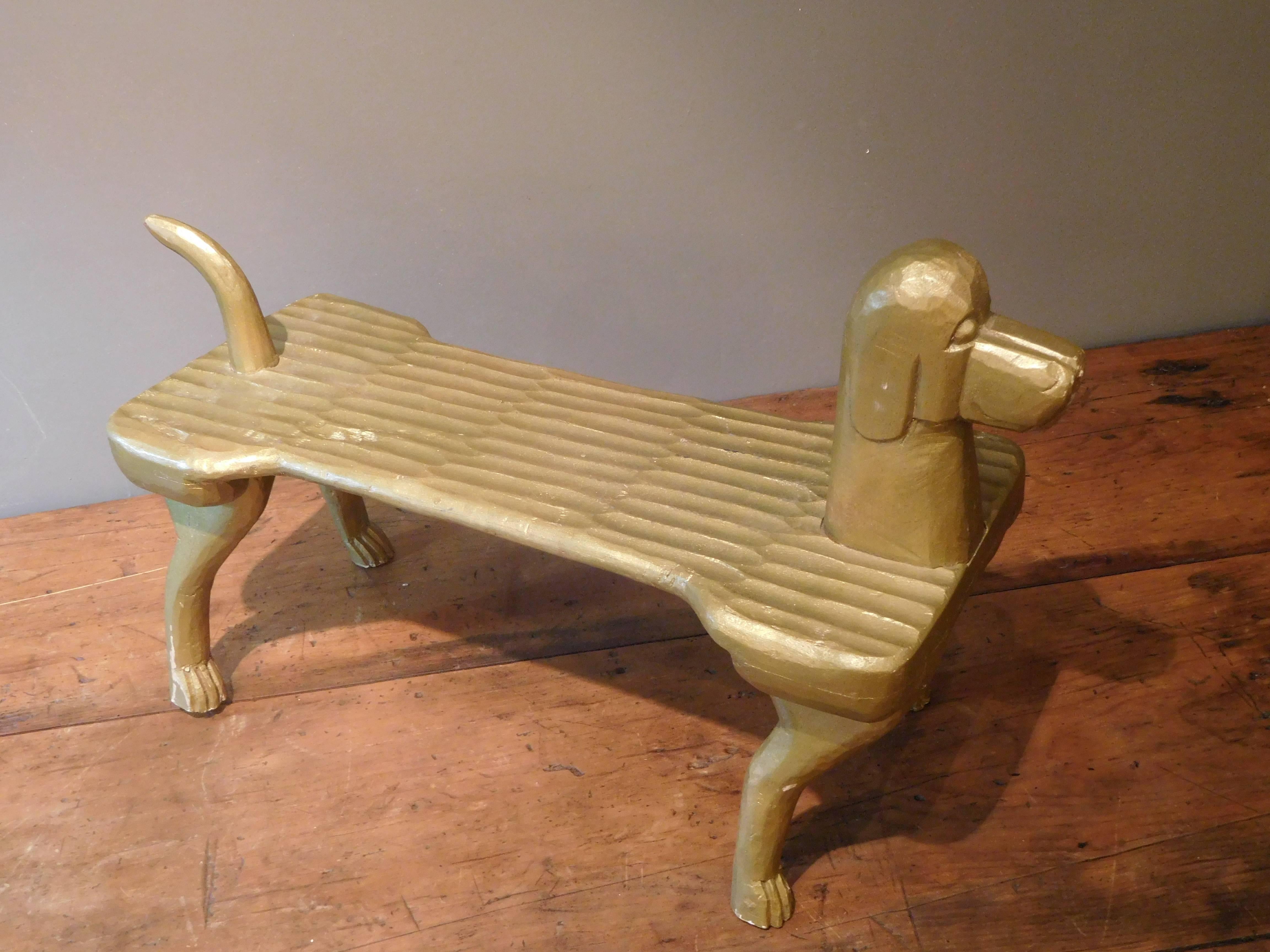 Hand-Carved Postmodernism Dog Footstool, Stephen Huneck Folk Art, circa 2000 8