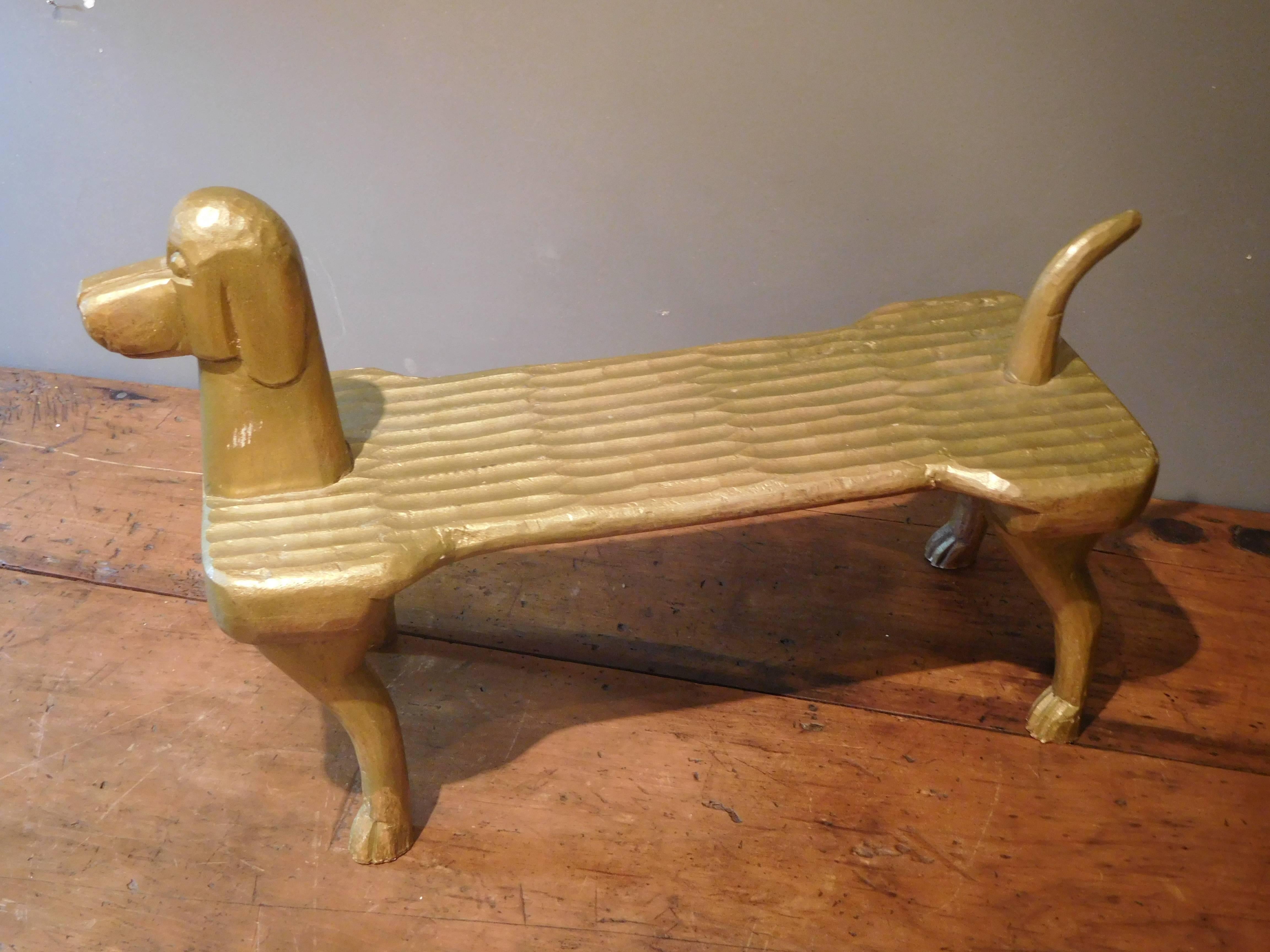 Hand-Carved Postmodernism Dog Footstool, Stephen Huneck Folk Art, circa 2000 9