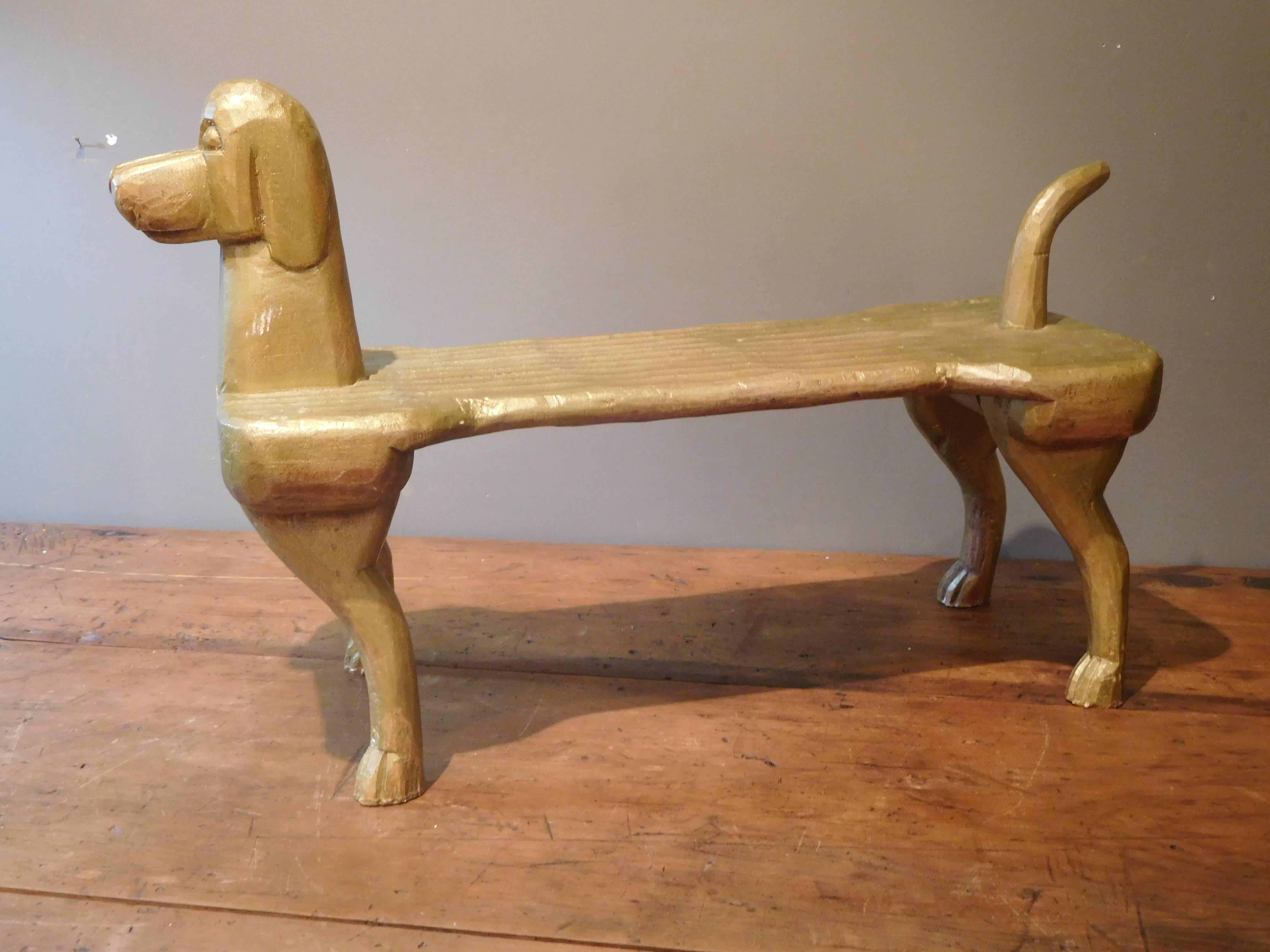 Hand-Carved Postmodernism Dog Footstool, Stephen Huneck Folk Art, circa 2000 10