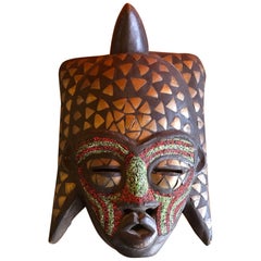 Hand Carved Primitive Akan Ashanti Tribal Mask