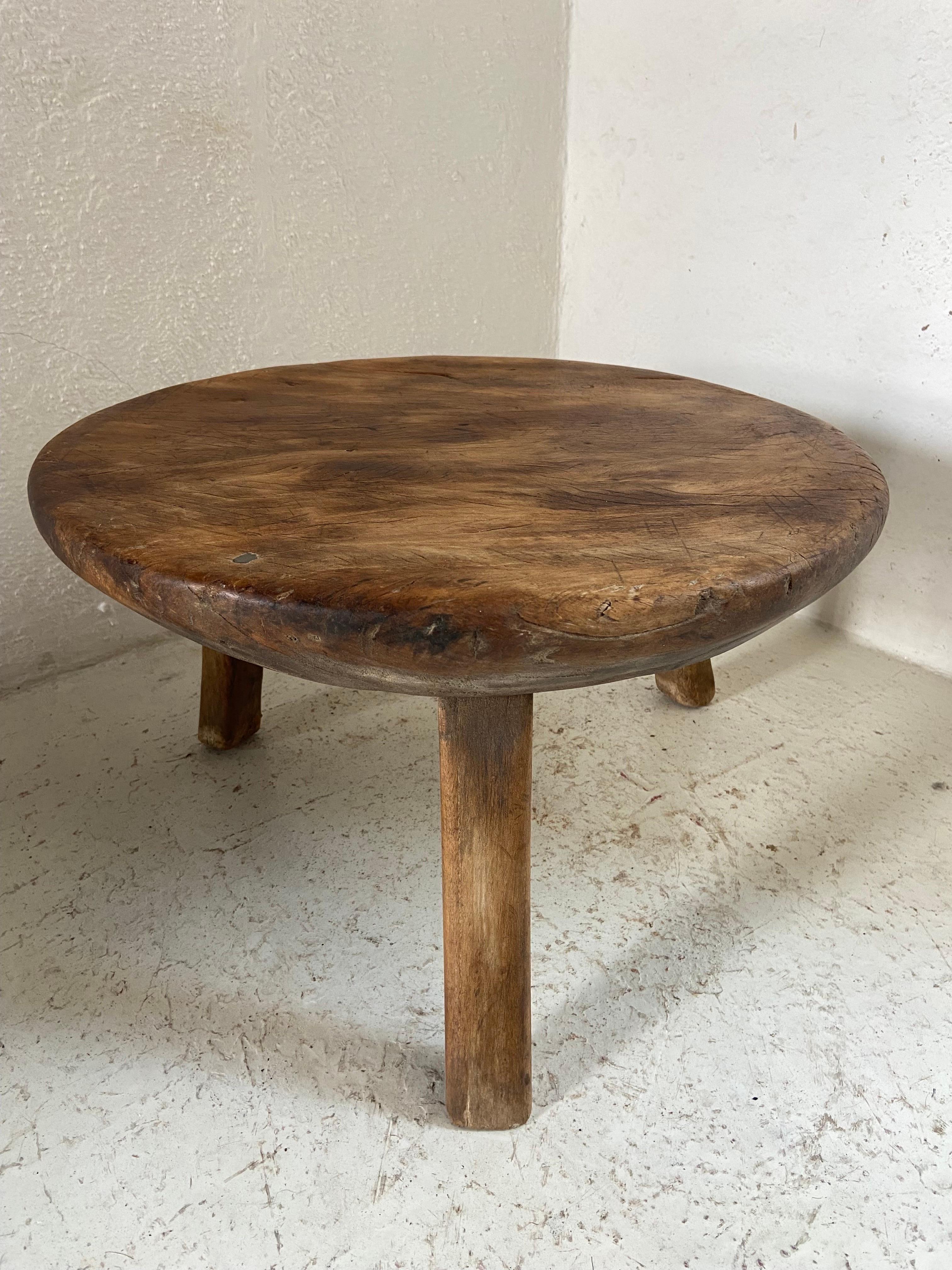 Hand Carved Primitive Low Table from Mexico, circa 1970s For Sale 5