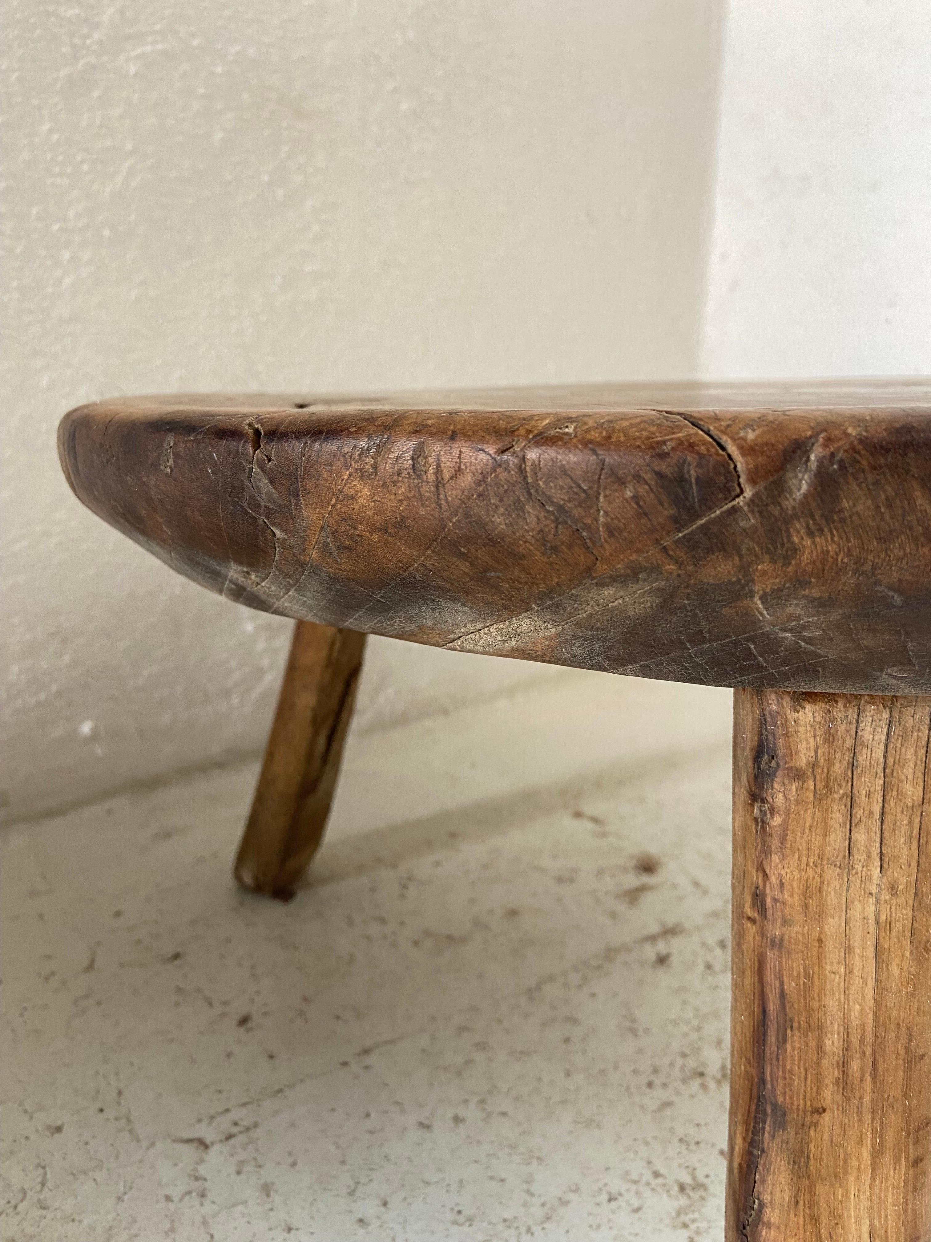 Hand-Carved Hand Carved Primitive Low Table from Mexico, circa 1970s For Sale