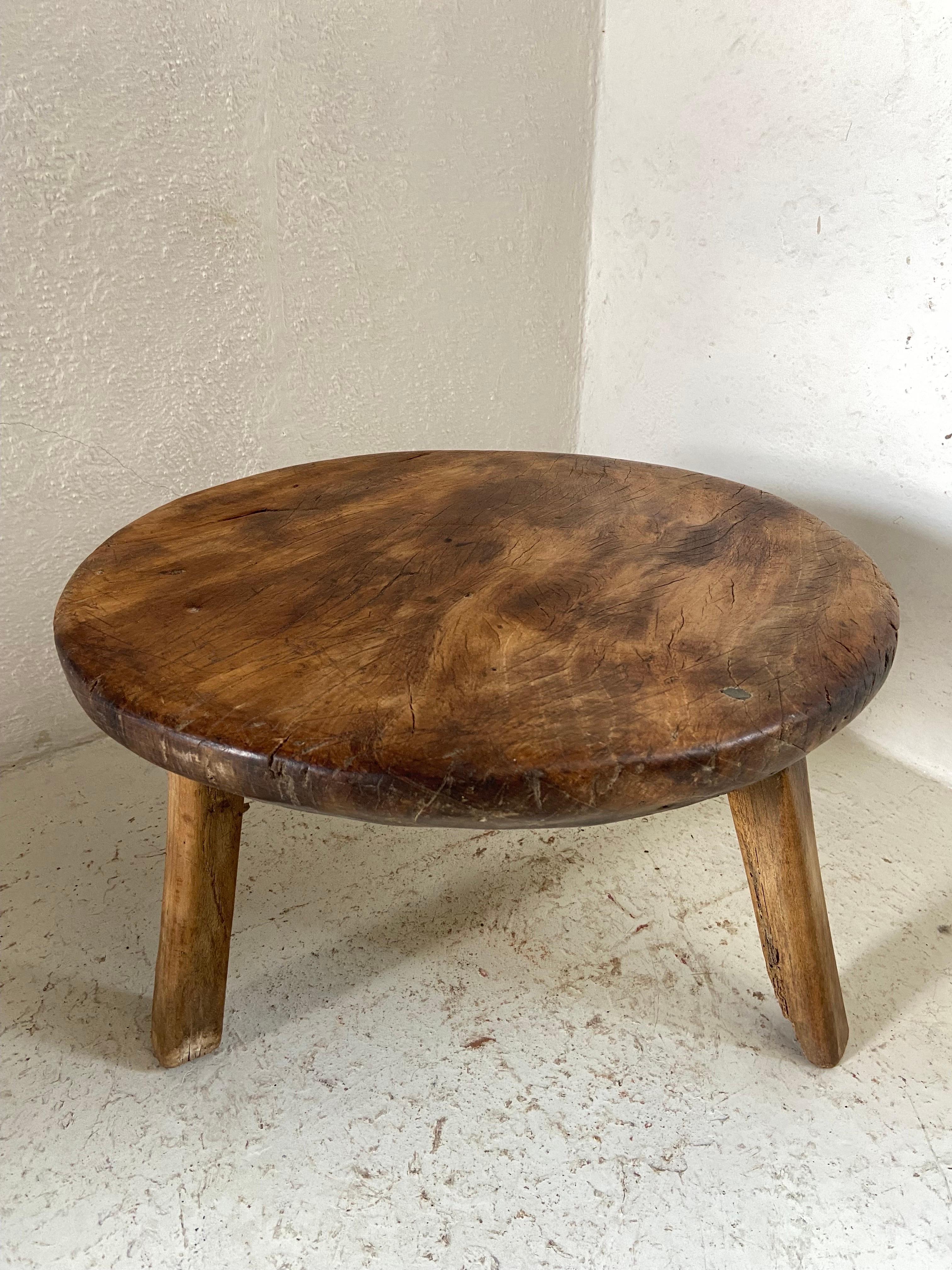 Hand Carved Primitive Low Table from Mexico, circa 1970s For Sale 1