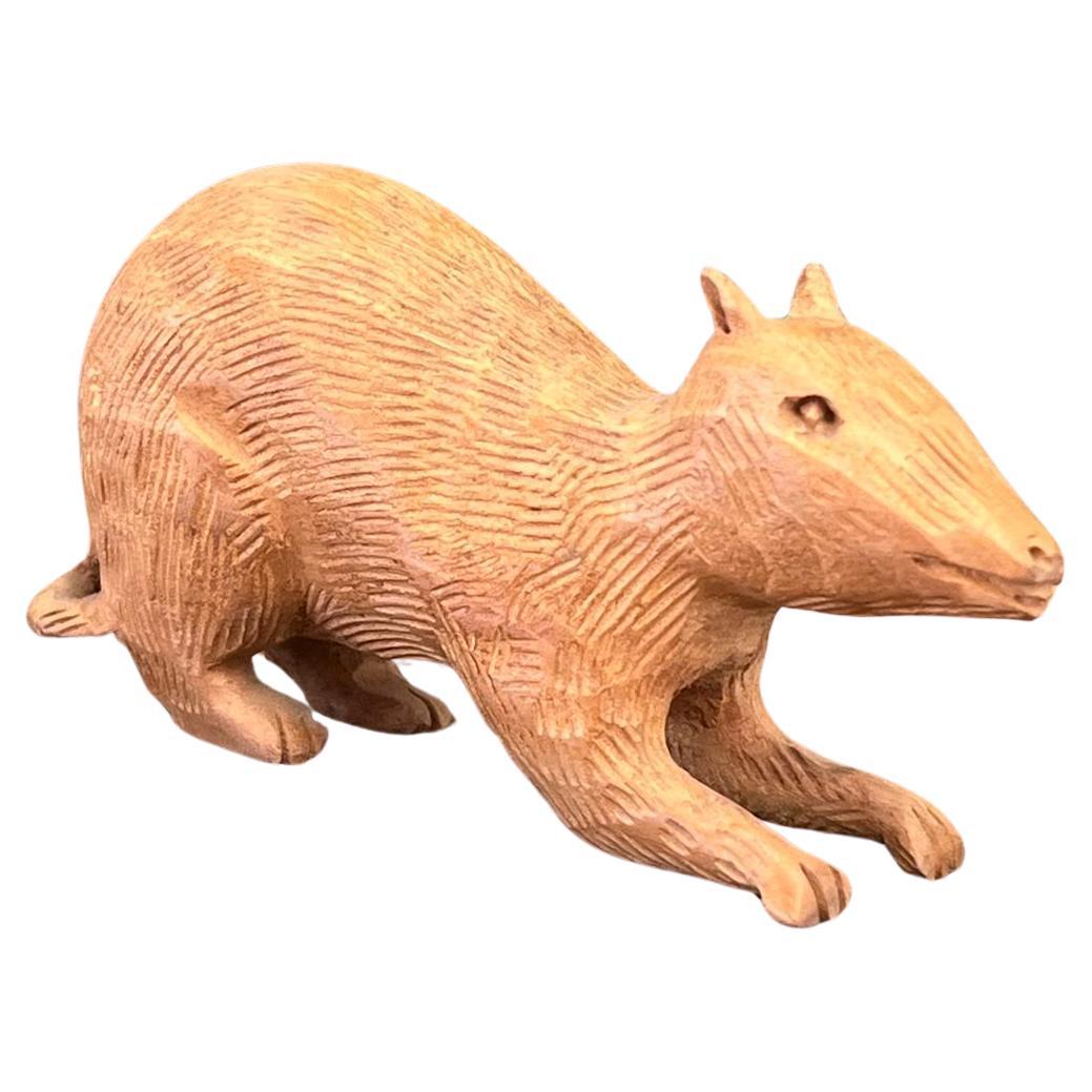 Hand Carved Primitive Rat Figurine