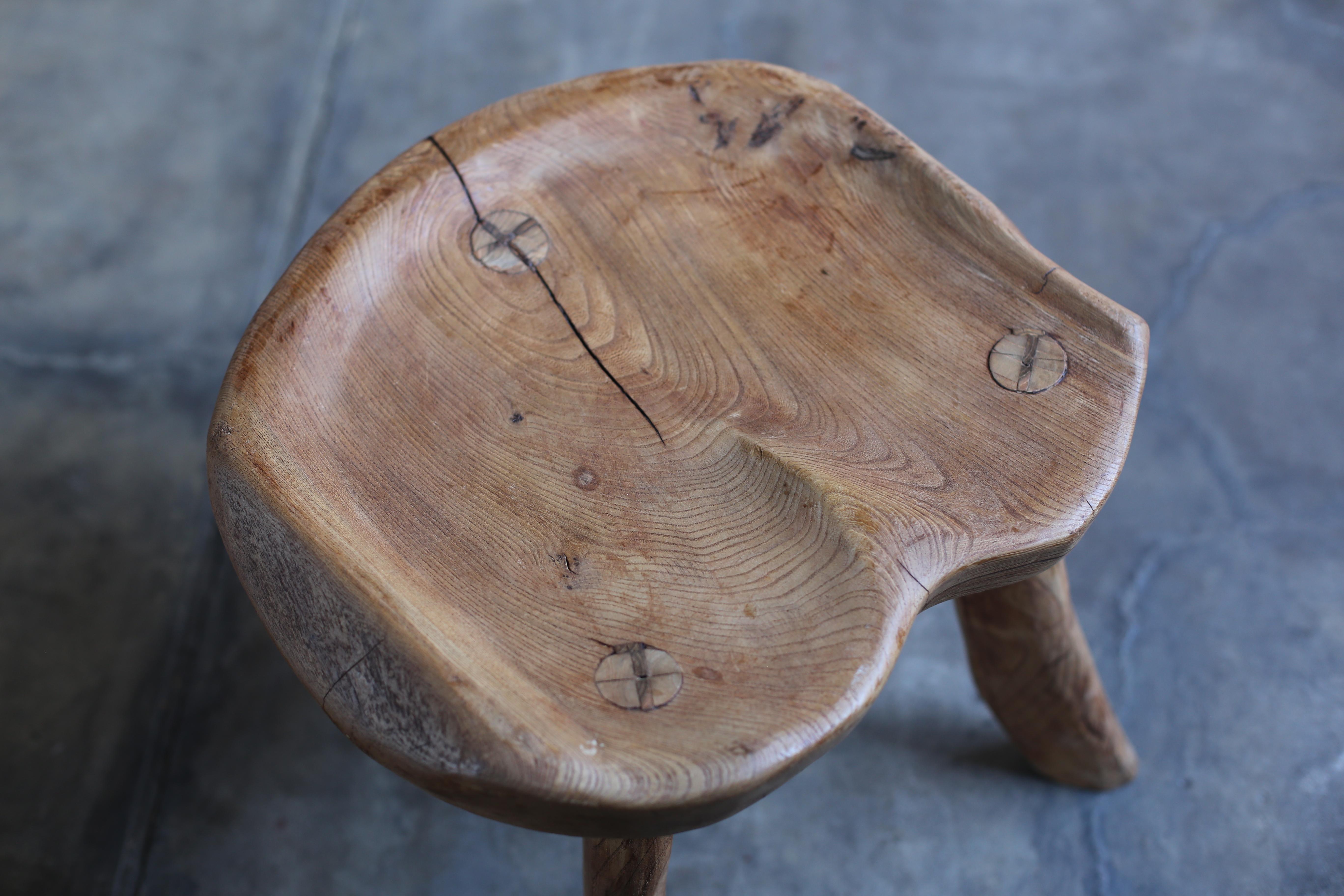 Hand-Carved Hand Carved Rustic Stool