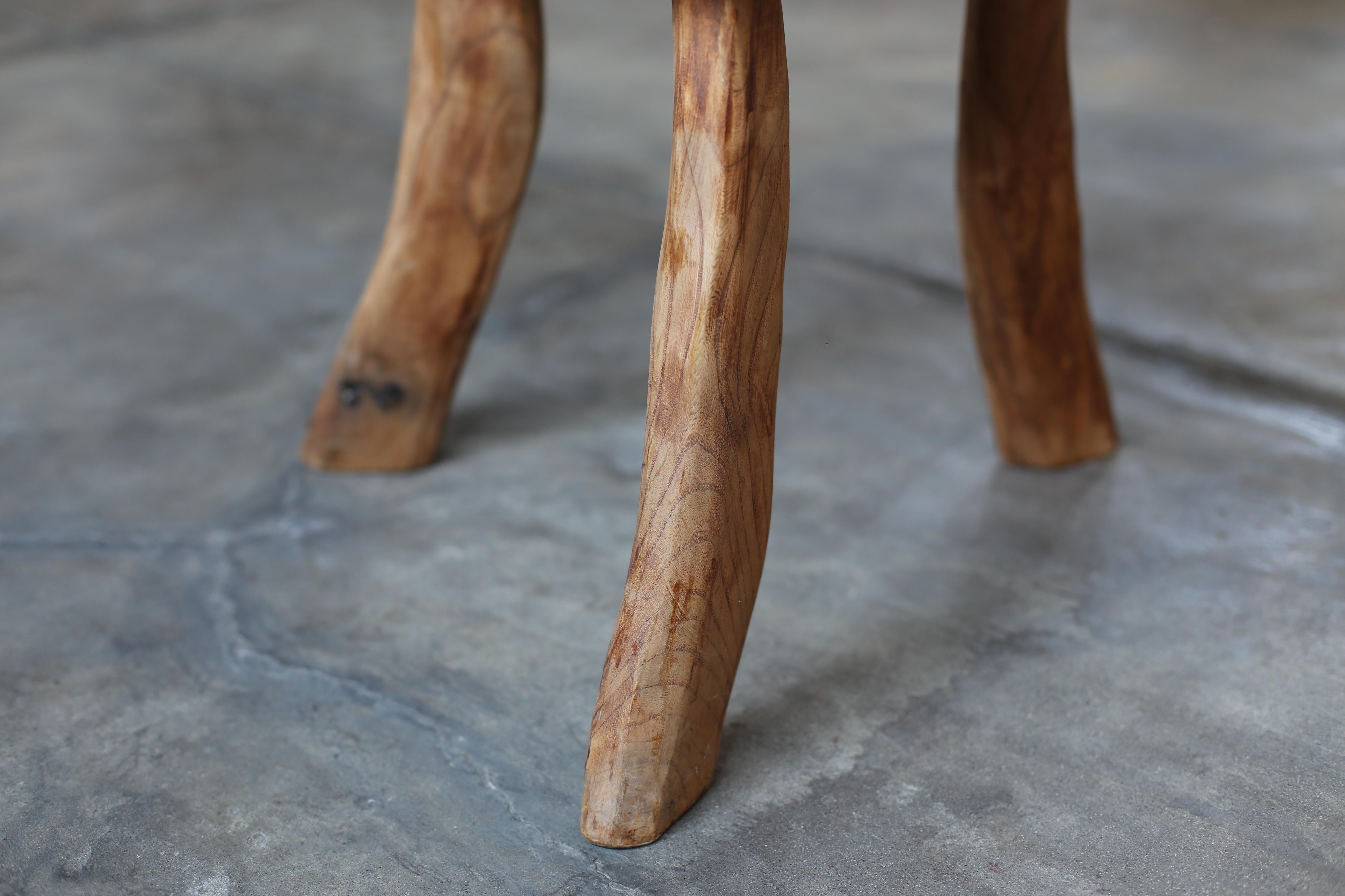 Mid-20th Century Hand Carved Rustic Stool