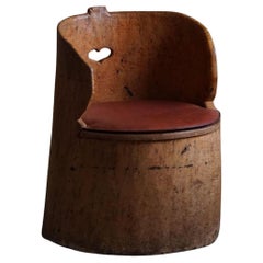 Sedia rustica intagliata a mano in betulla, moderna svedese, Wabi Sabi, anni '20