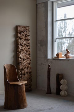 Hand Carved Primitive Stump Chair in Pine, Swedish Modern, Wabi Sabi, 1960s