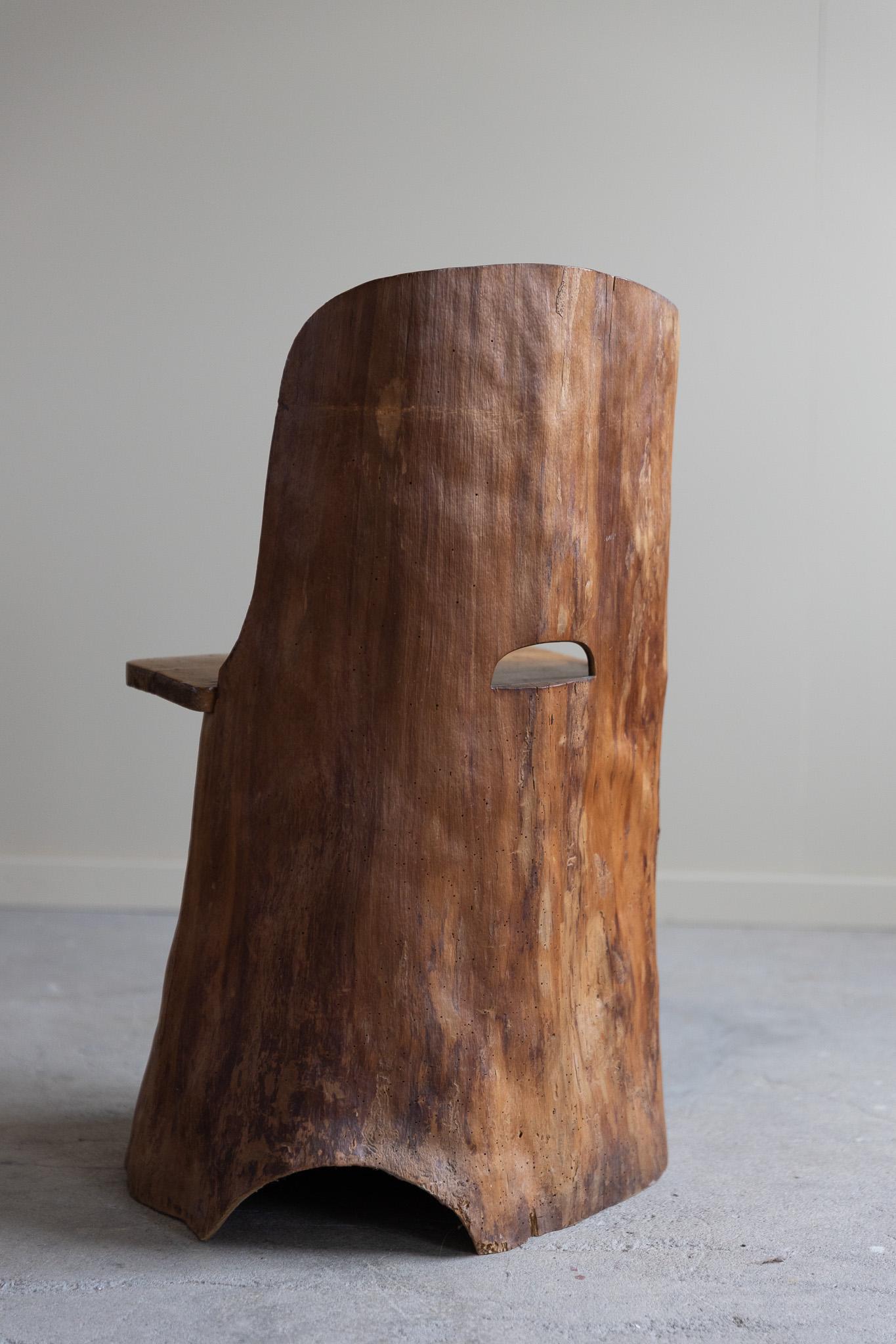 Brutalist Hand Carved Primitive Stump Chair in Pine, Swedish Modern, Wabi Sabi, 1960s