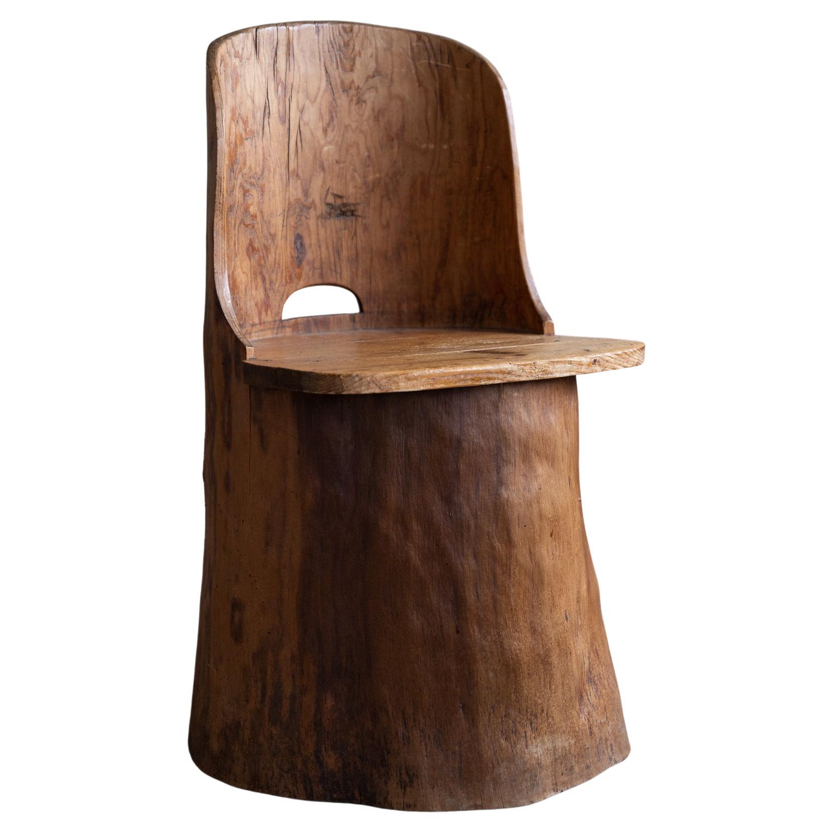 Hand Carved Primitive Stump Chair in Pine, Swedish Modern, Wabi Sabi, 1960s