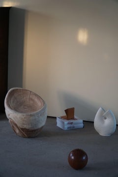 Hand Carved Primitive Vintage Wabi Sabi Brutalist Stump Chair in Palm Tree, 1980