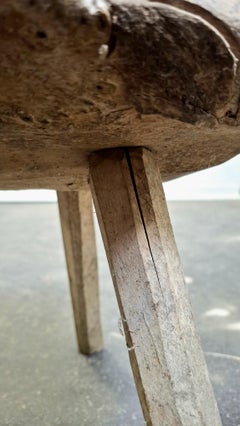 Hand-Carved Primitive Wabi-Sabi Stool 1870