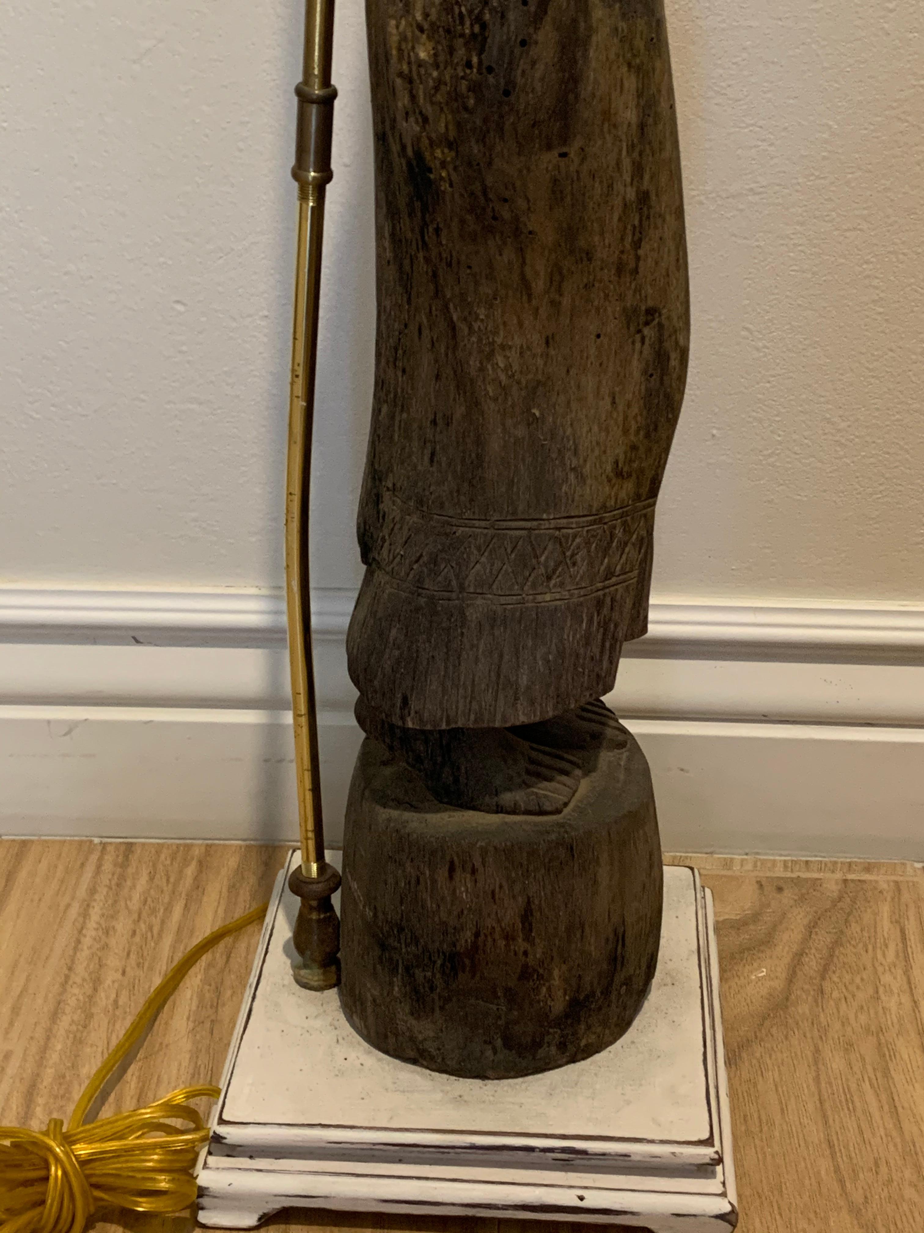 Hand Carved Quan Yen Wood Table Lamp 11