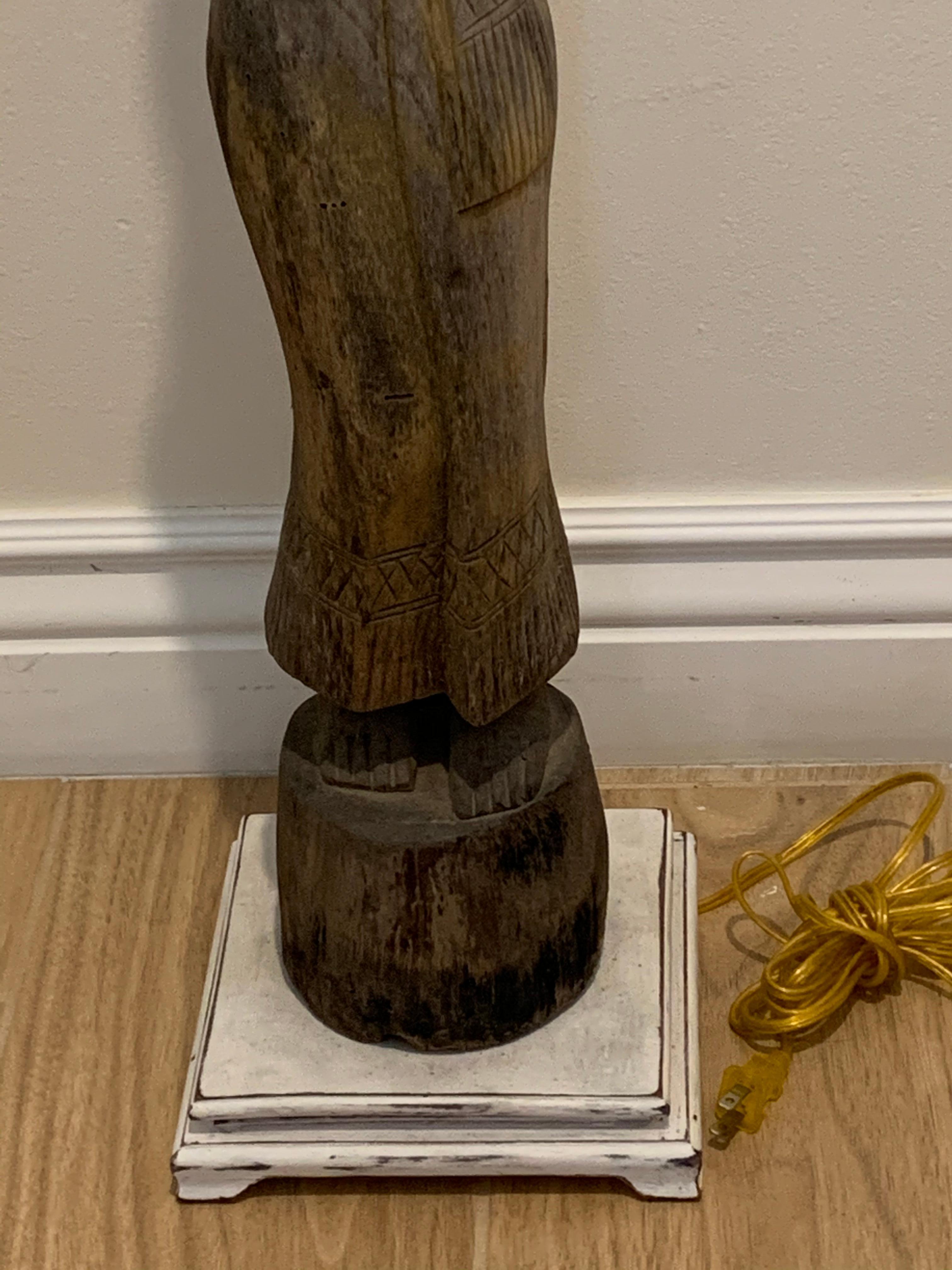 Hand Carved Quan Yen Wood Table Lamp 2
