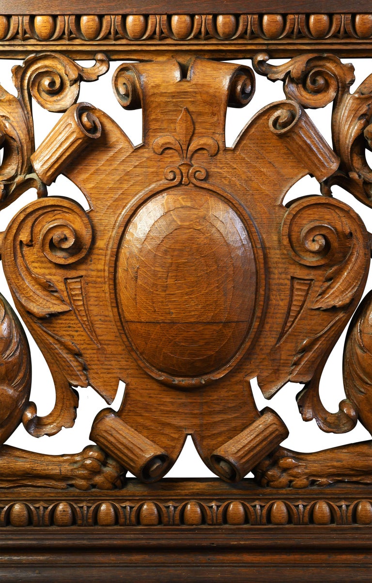 Hand-Carved Quarter Sawn Oak Banister, circa 1891 For Sale ...
