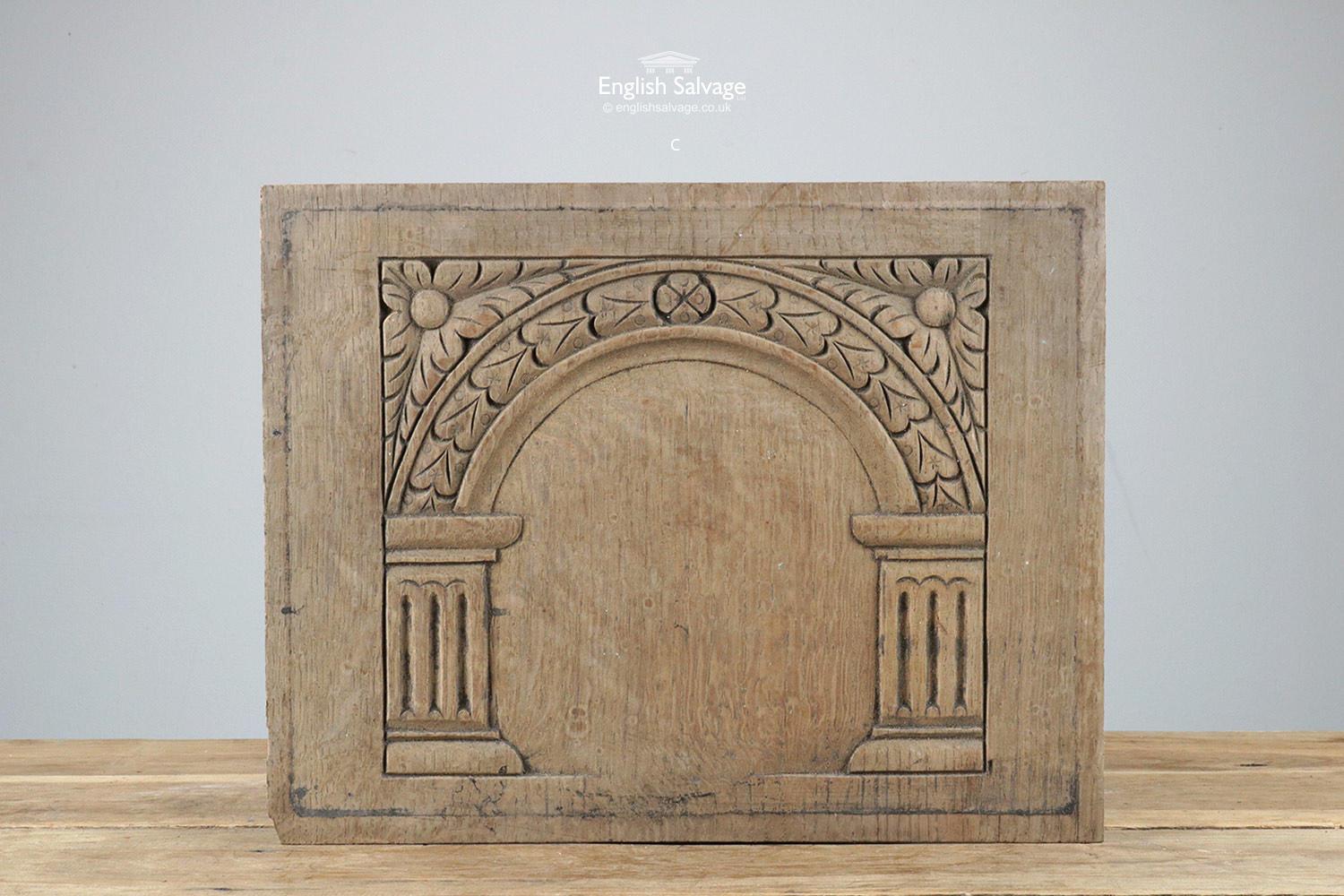 Hand Carved Reclaimed Old Oak Panels, 20th Century In Good Condition For Sale In London, GB