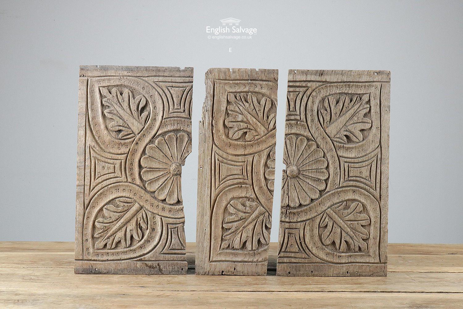 Hand Carved Reclaimed Old Oak Panels, 20th Century For Sale 2