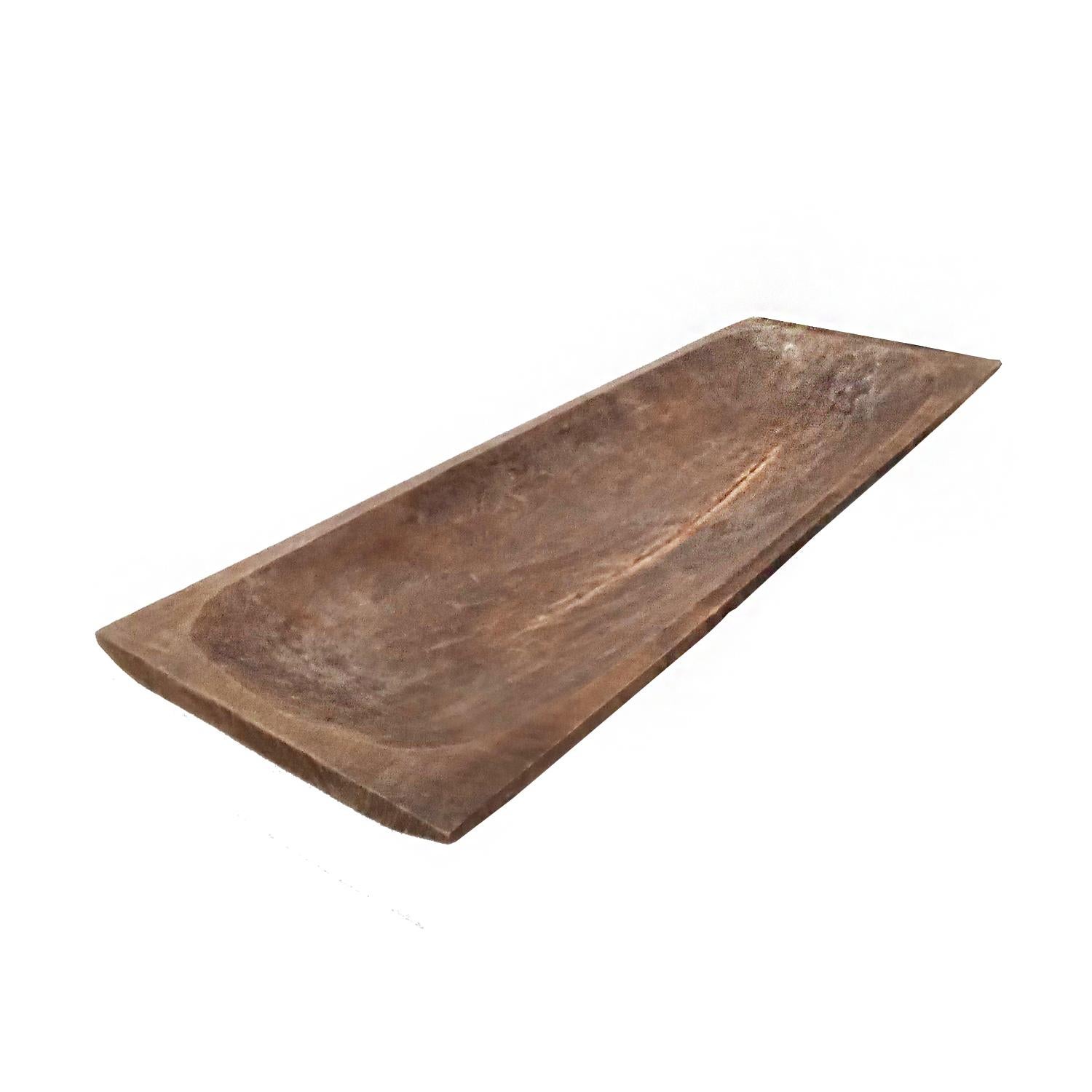 Hand-Carved Rectangular Wood Tray from Indonesia, Contemporary For Sale 4