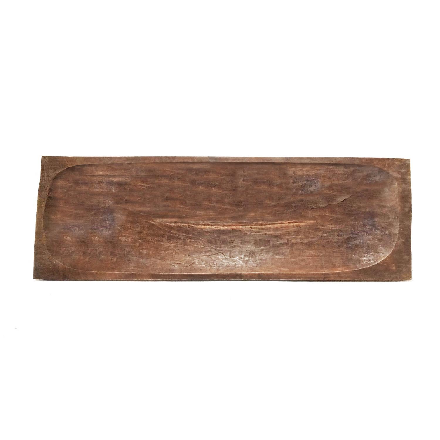 Hand-Carved Rectangular Wood Tray from Indonesia, Contemporary For Sale 5