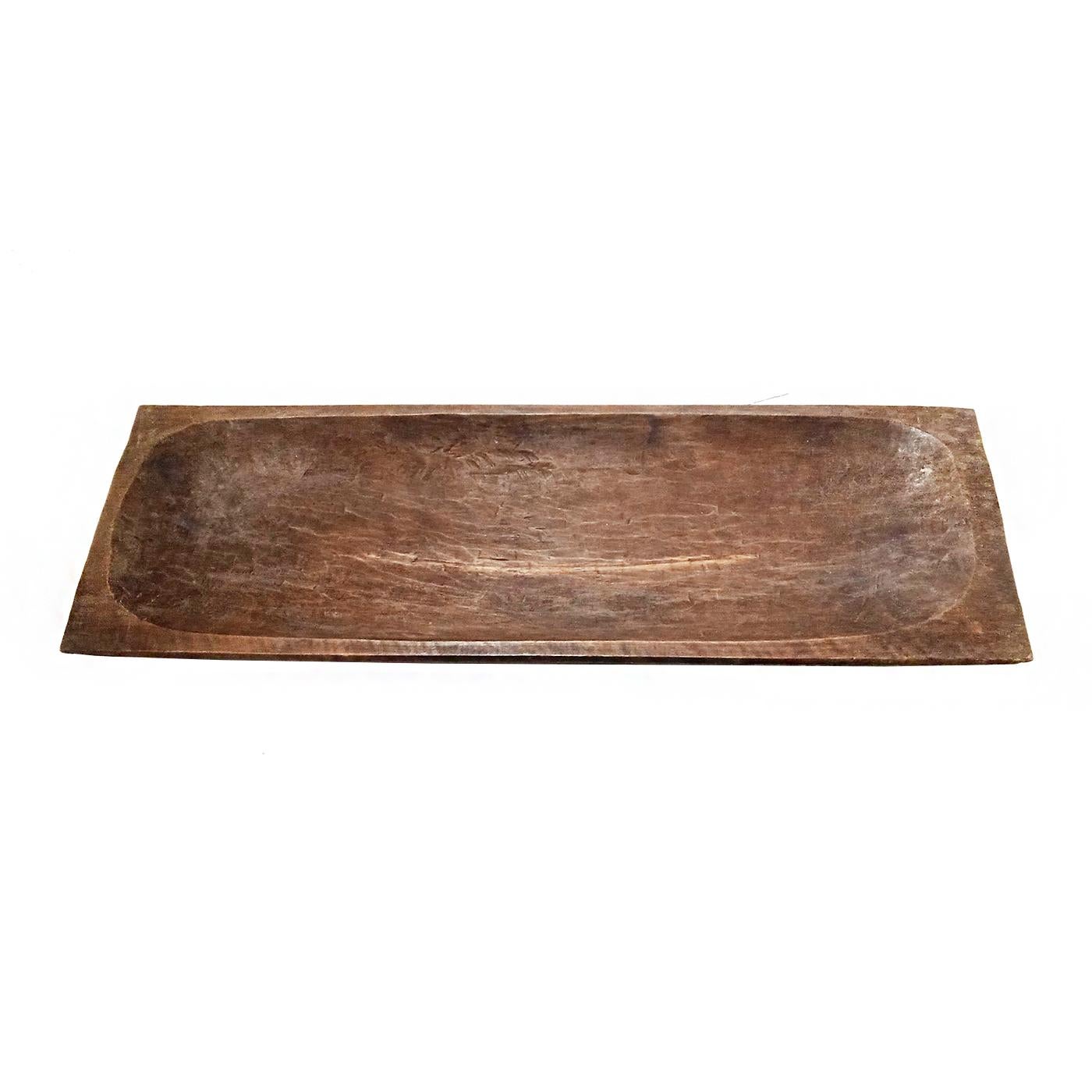 Hand-Carved Rectangular Wood Tray from Indonesia, Contemporary For Sale 10