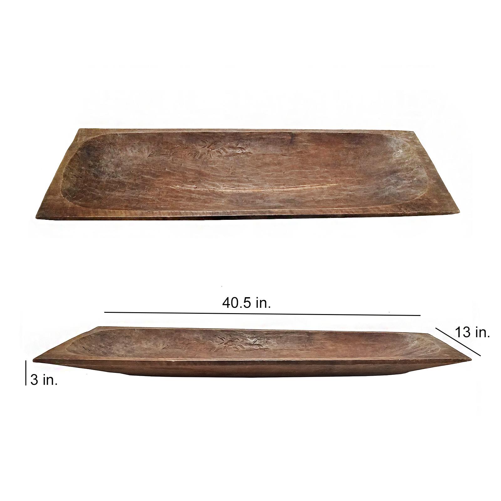 Hand-Carved Rectangular Wood Tray from Indonesia, Contemporary For Sale 11