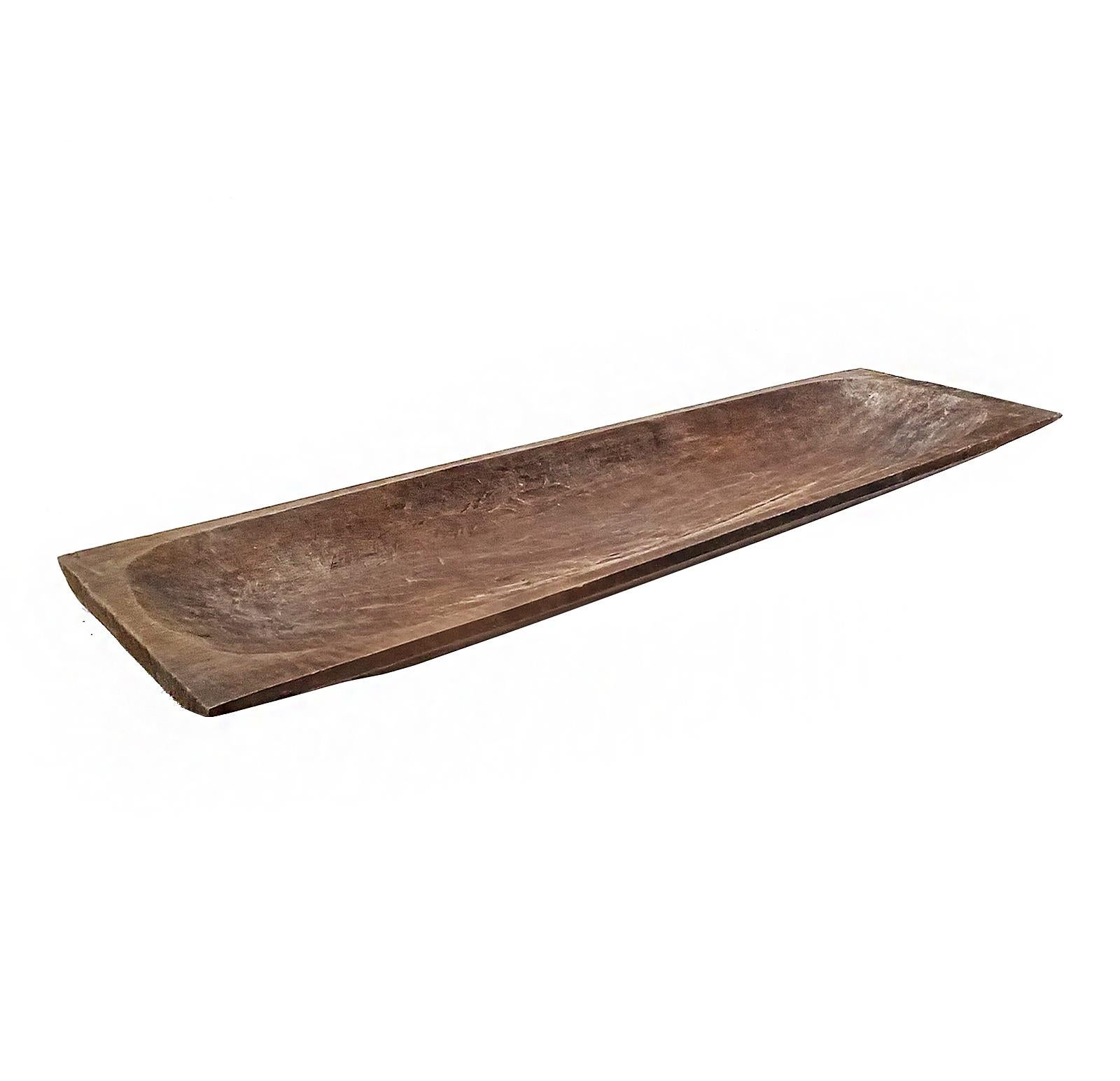 Indonesian Hand-Carved Rectangular Wood Tray from Indonesia, Contemporary For Sale